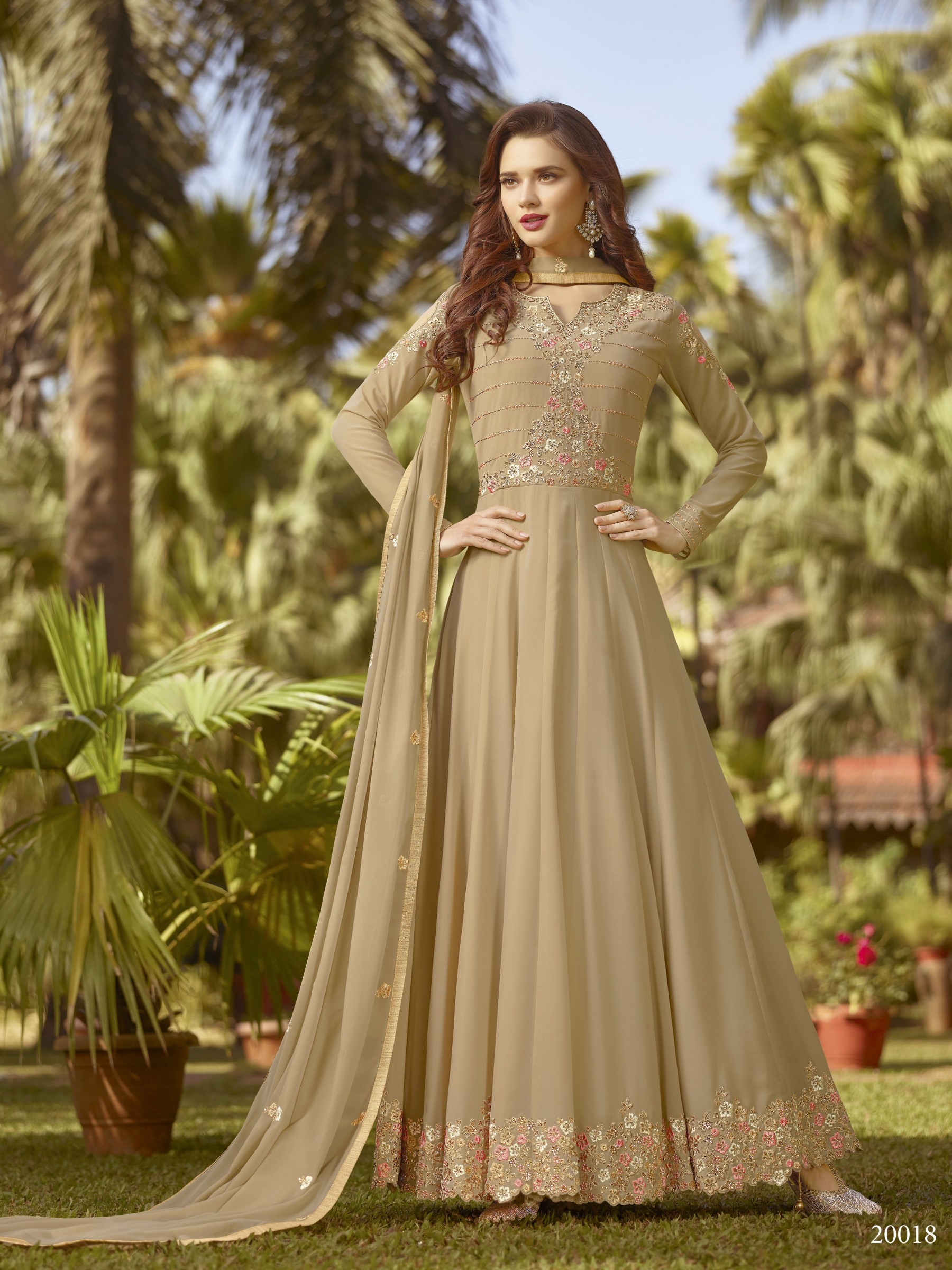 Party wear gowns with stone work clearance