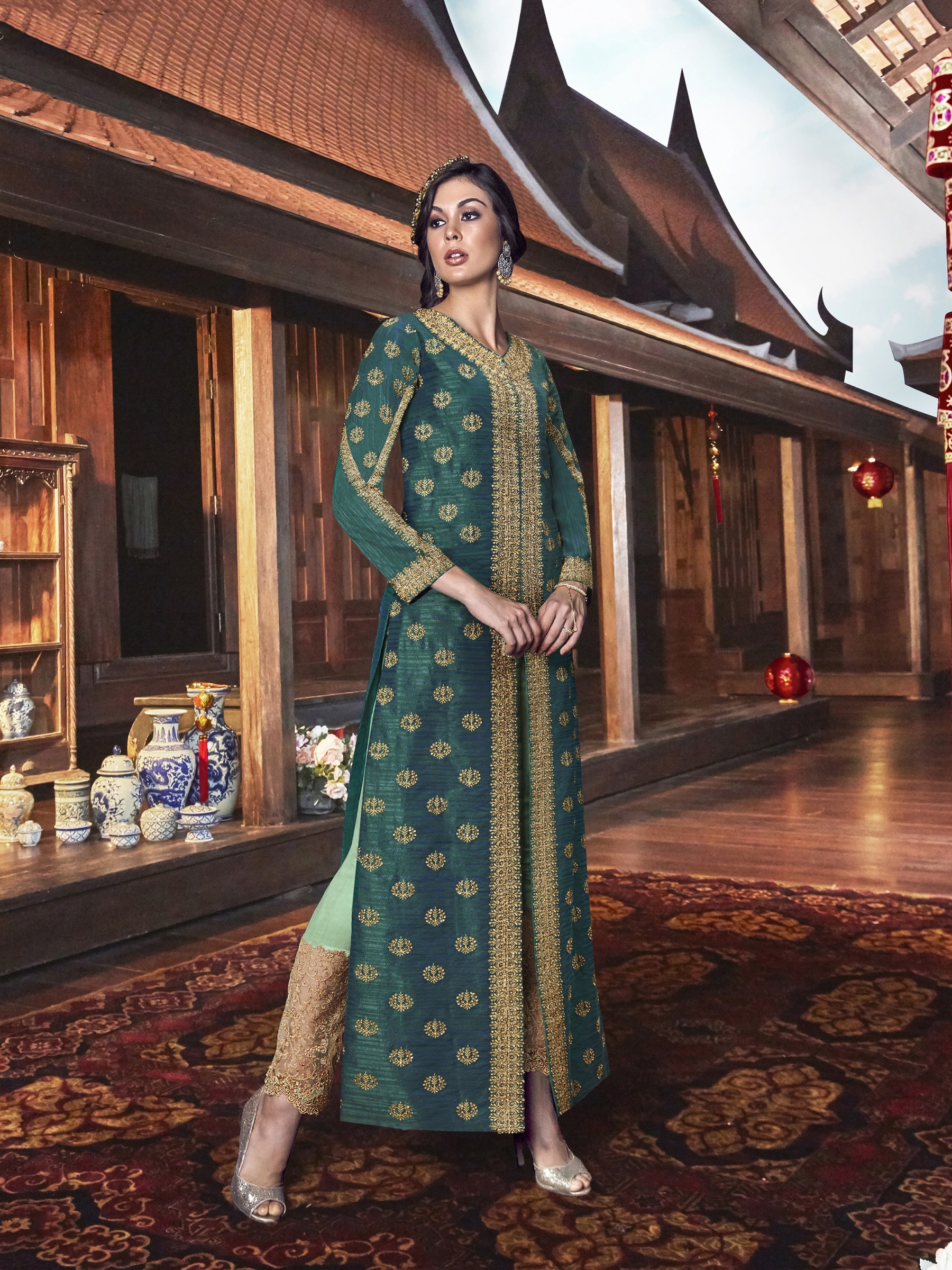 Heavy Butterfly Net With Coding Embroidery Work salwar suit