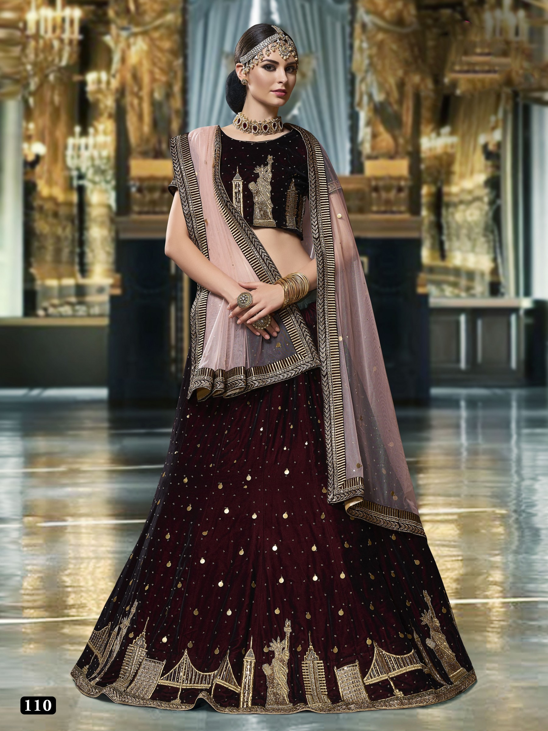 Maroon Thread and Stonework Semi-Stitched Designer Bridal Lehenga – Seasons  Chennai