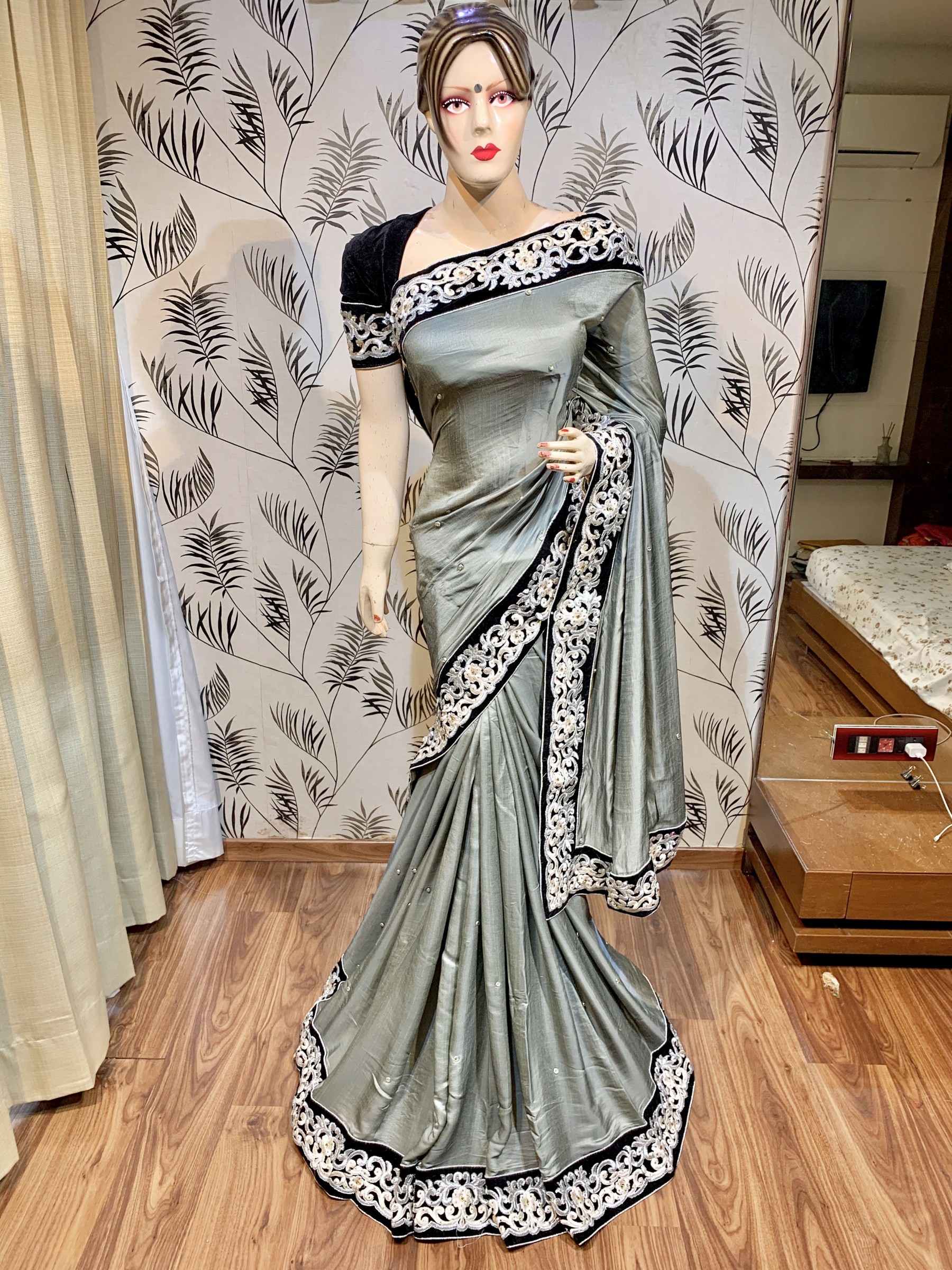 Satin silk store party wear sarees