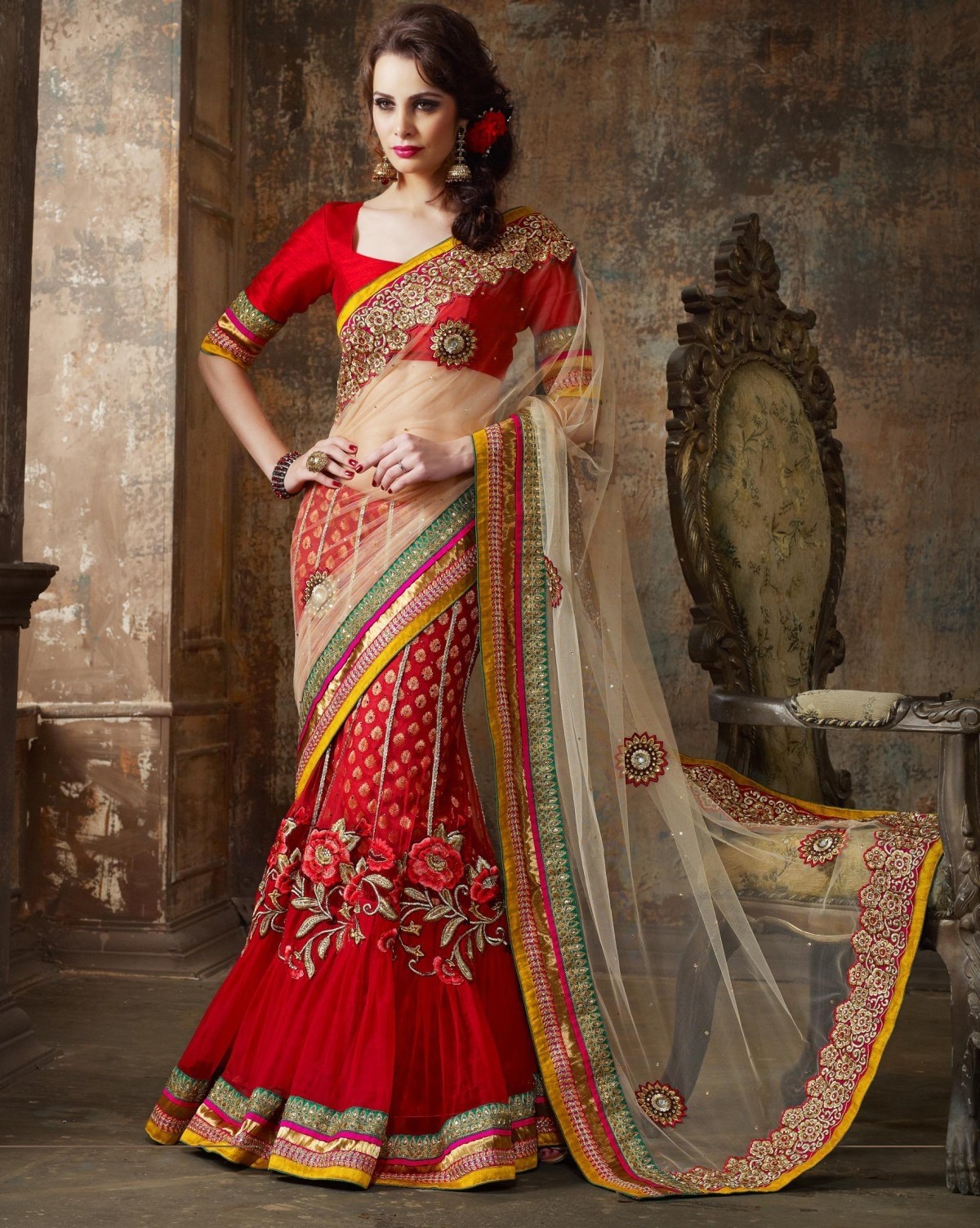 Soft Premium Net Party Wear Lehenga Saree In With Embroidery