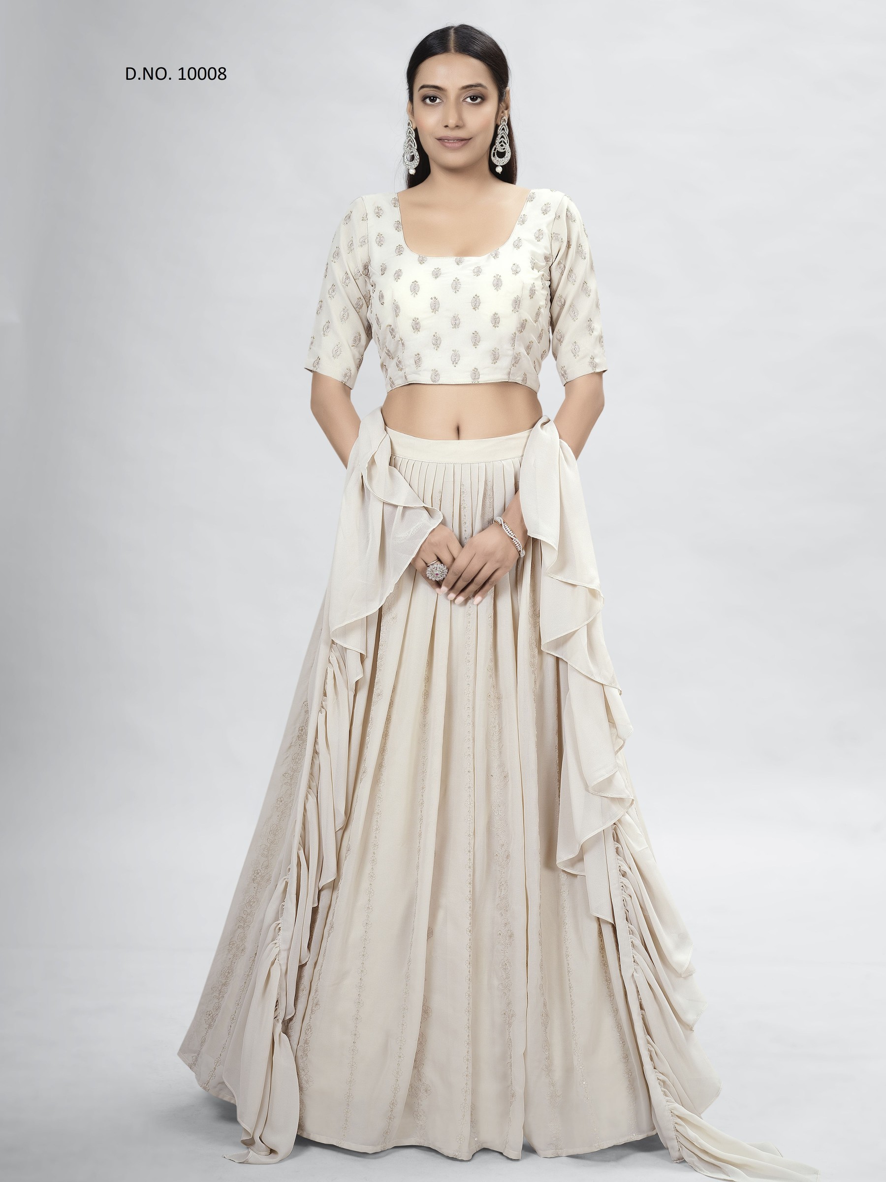 Georgette  Party Wear Lehenga In Beige With Embroidery Work