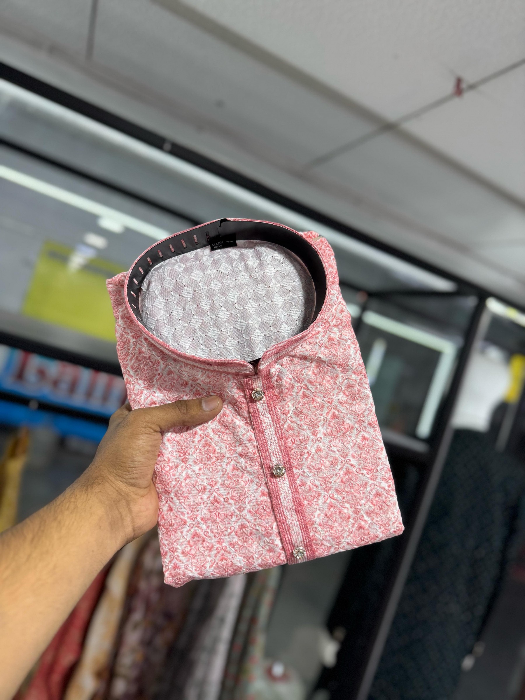Soft Cotton Readymade Kurta set in with Pink Color Embroidery Work 