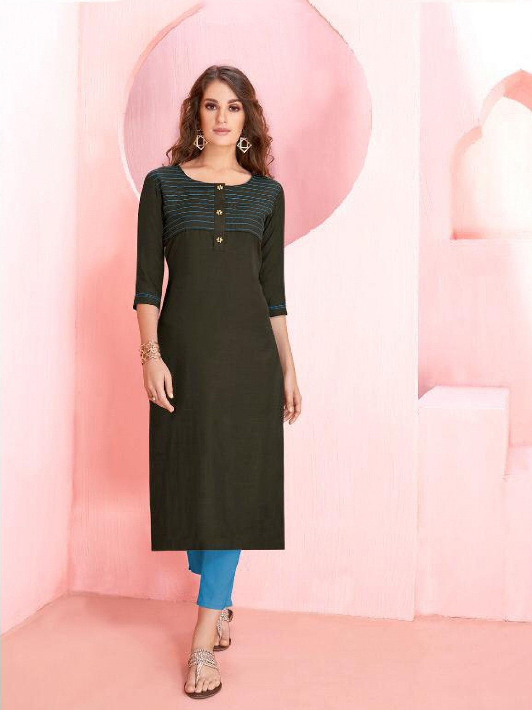 Rayon Long Kurti In Grey