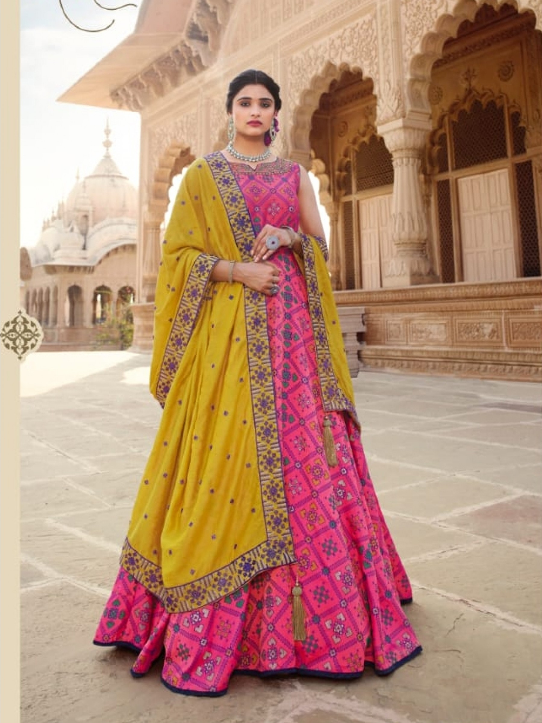 Dola Silk Party Wear Gown Pink Color with  Embroidery Work