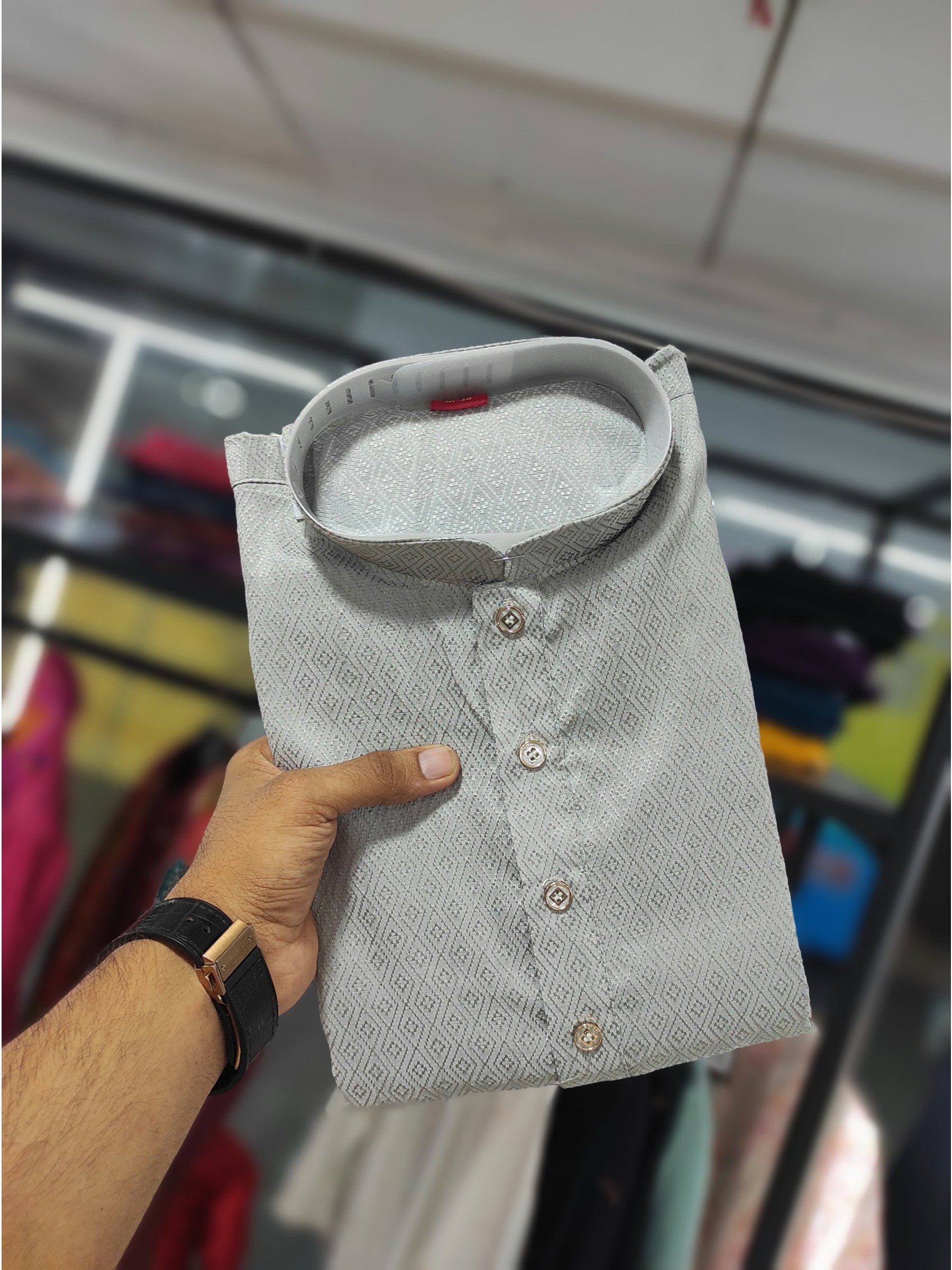 Jacquard Silk Readymade Kurta set in with Grey Color Lucknowi Work 