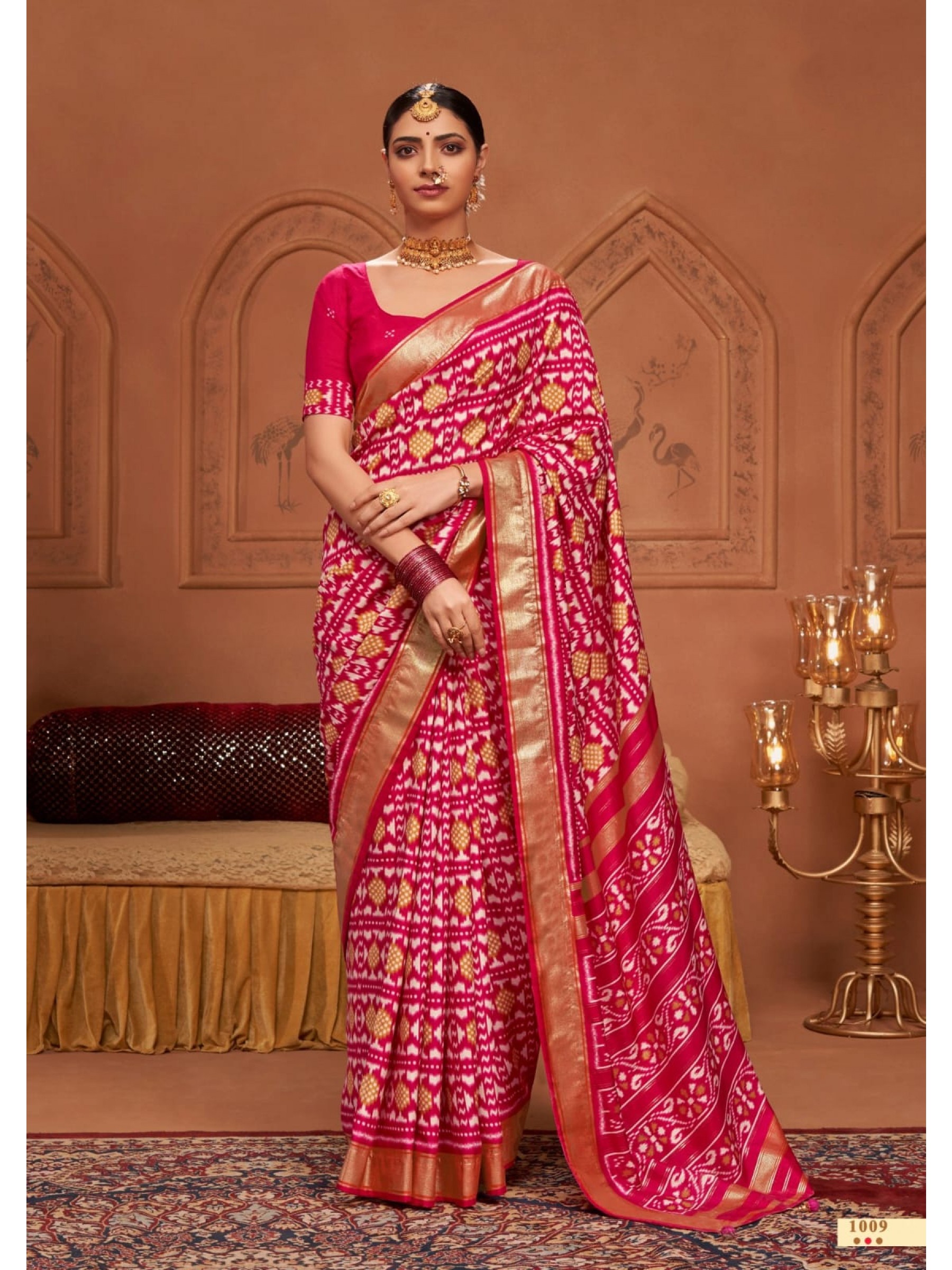 Tusser Silk Party Wear Saree In Pink Color 