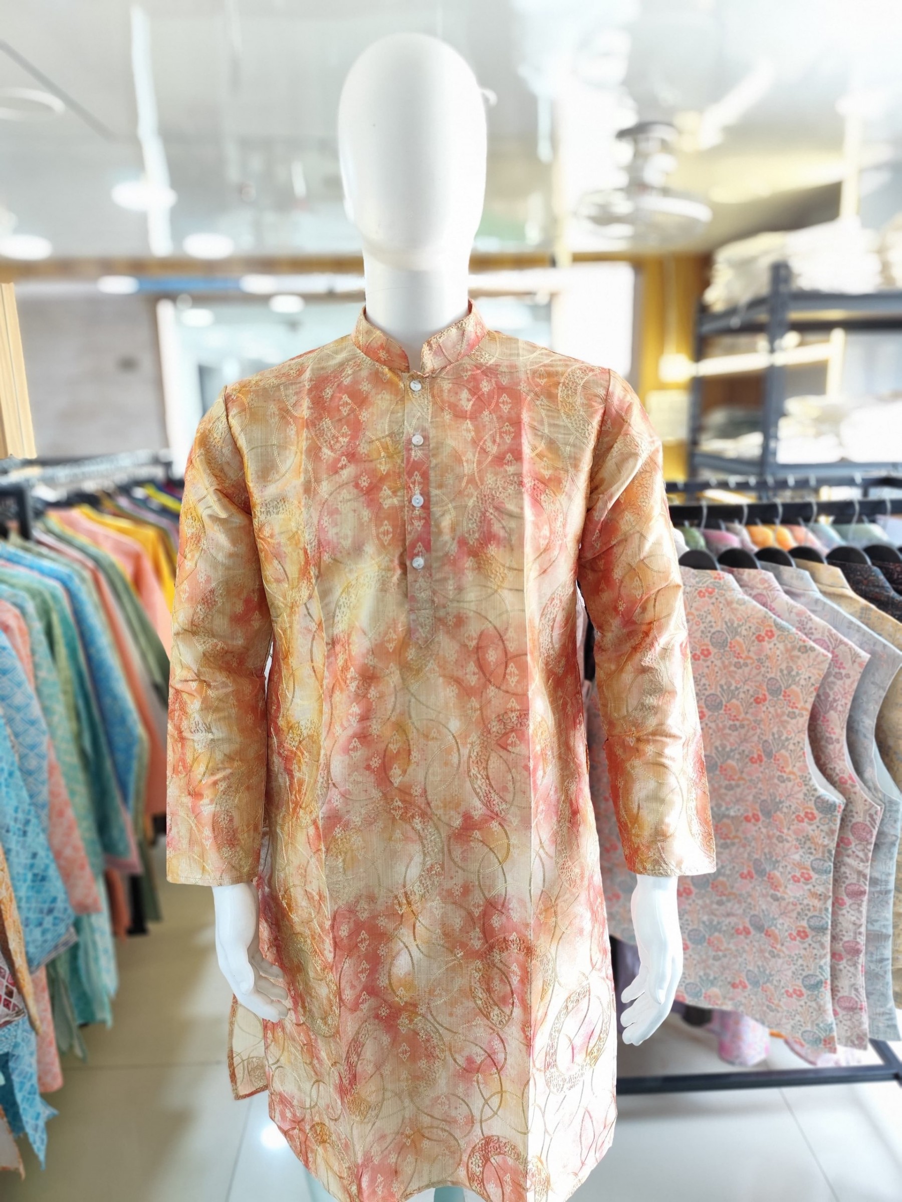 Pure Silk Readymade Kurta set in Multi Color With Jacquard Weaving 
