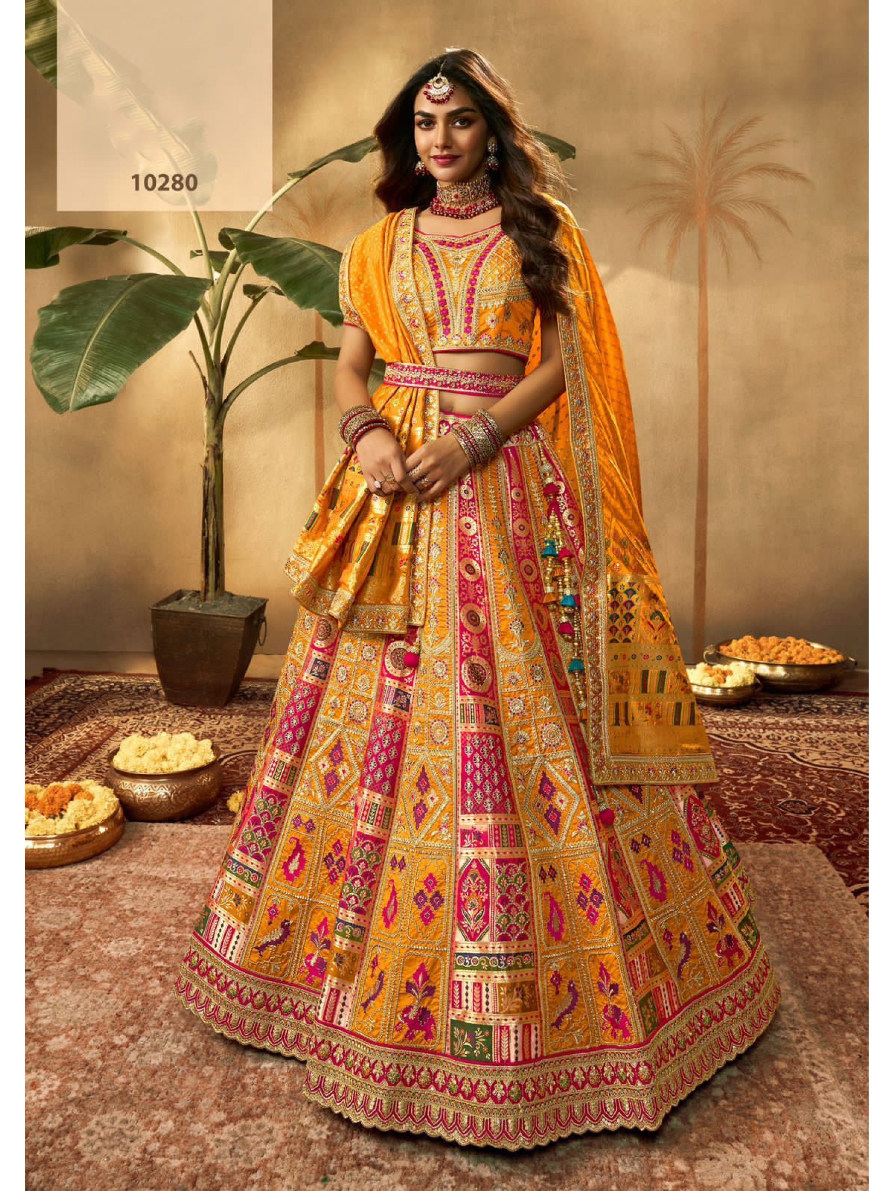 Pure  Silk Wedding Wear Lehenga in Yellow  Color With Embroidery Work