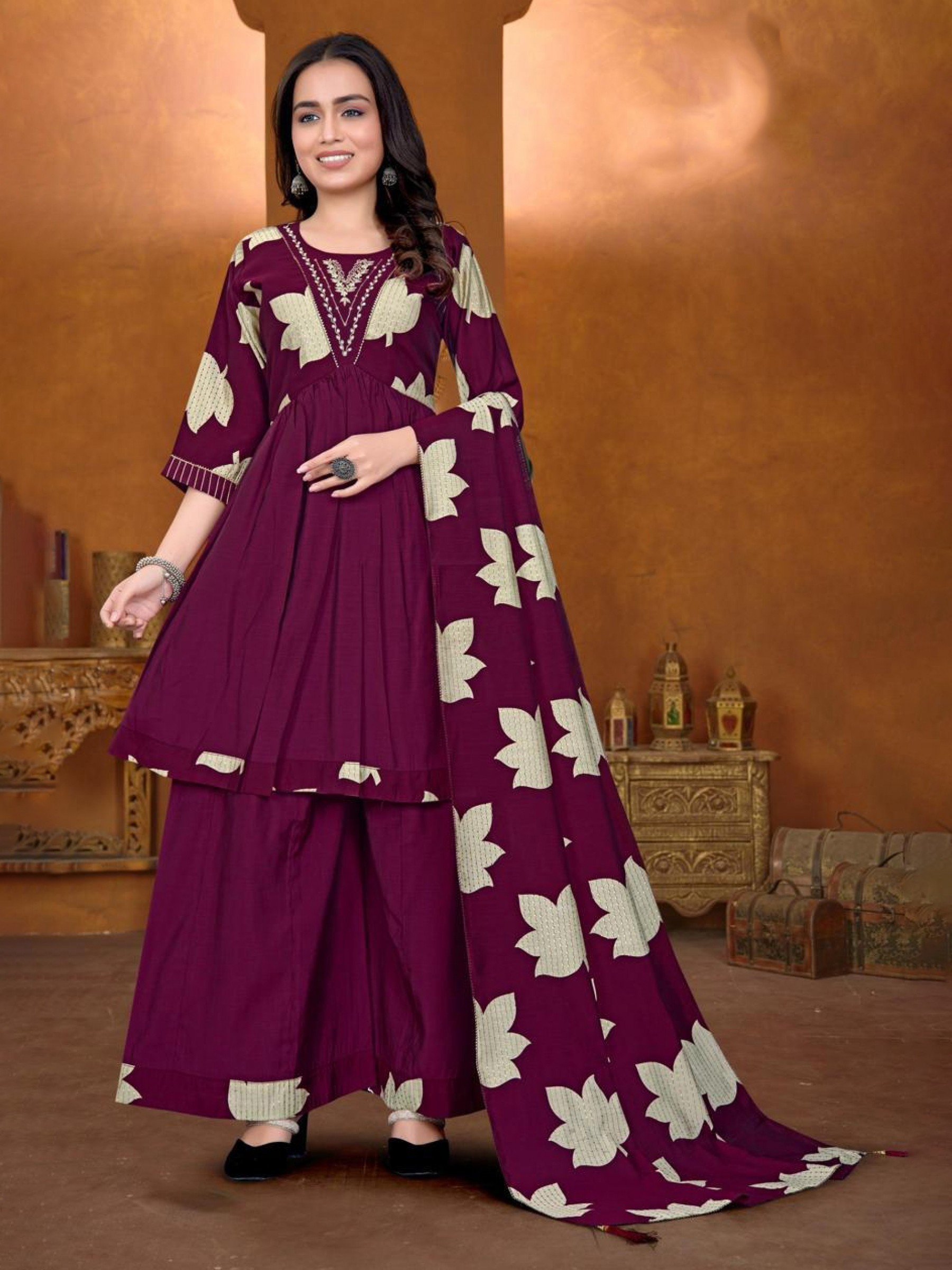 Cotton Silk Party Wear Suit In Rani Pink Color With Embroidery work  