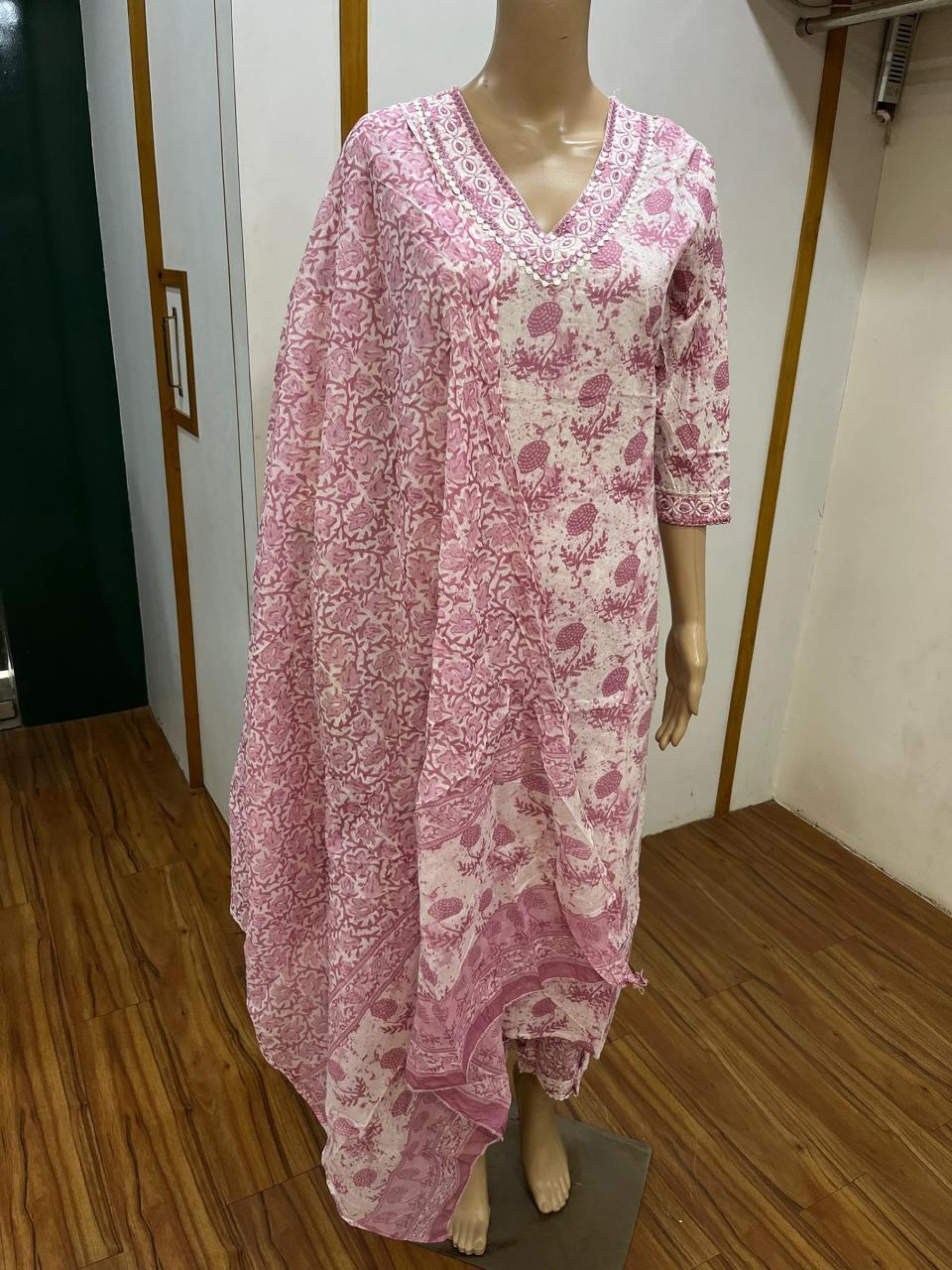 Cotton Silk Party Wear Suit In Off White Color With Print work  