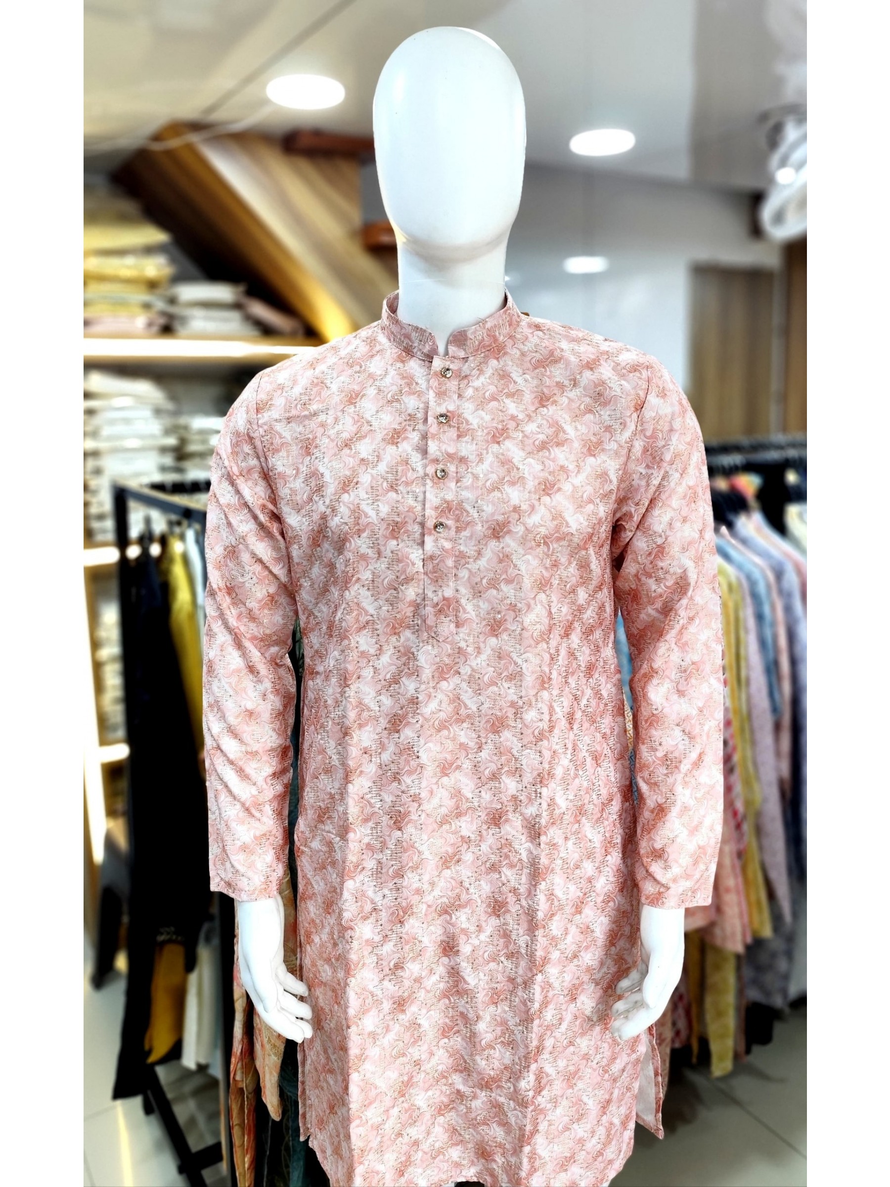 Soft Cotton Readymade Kurta set in Peach Color With Embroidery Work 