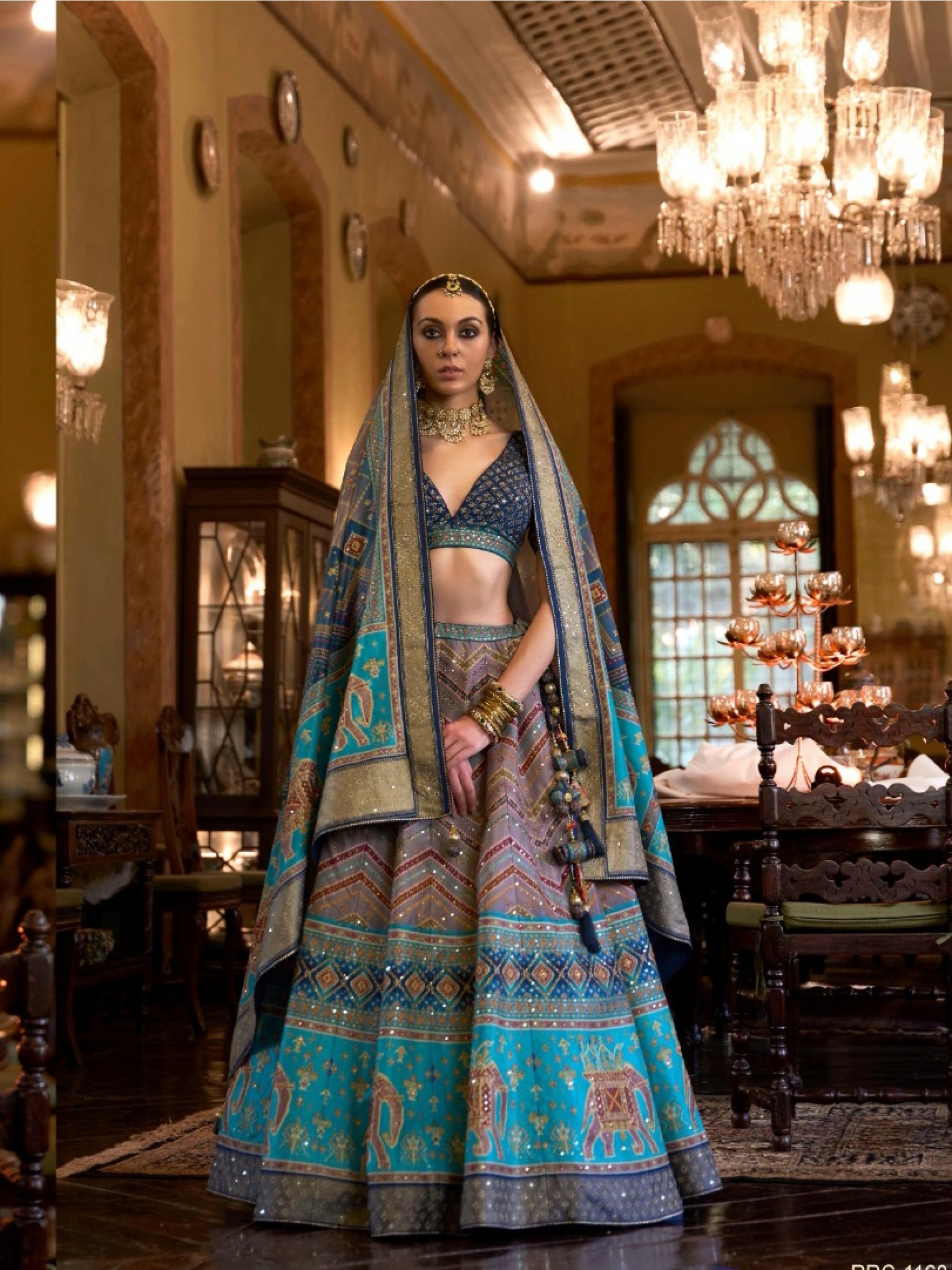 Pure Rajwadi Silk Wedding Lehenga in Blue Color With Embroidery  work