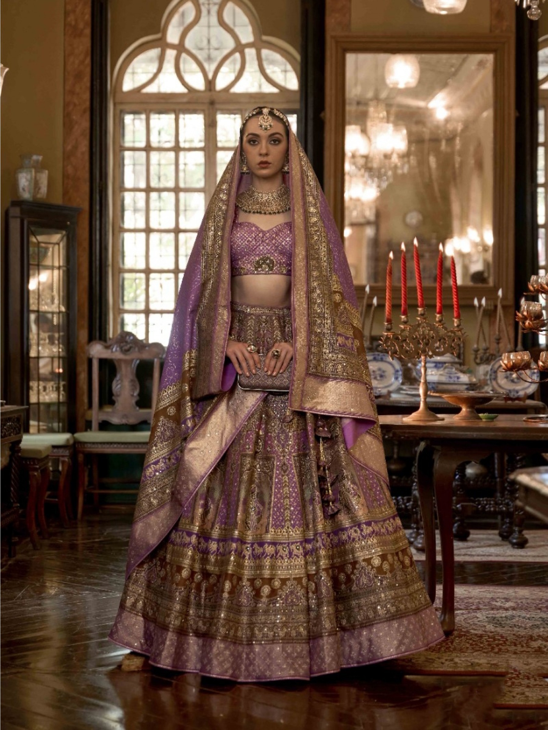 Pure  Rajwadi Silk Wedding Lehenga in Purple Color With Embroidery  work
