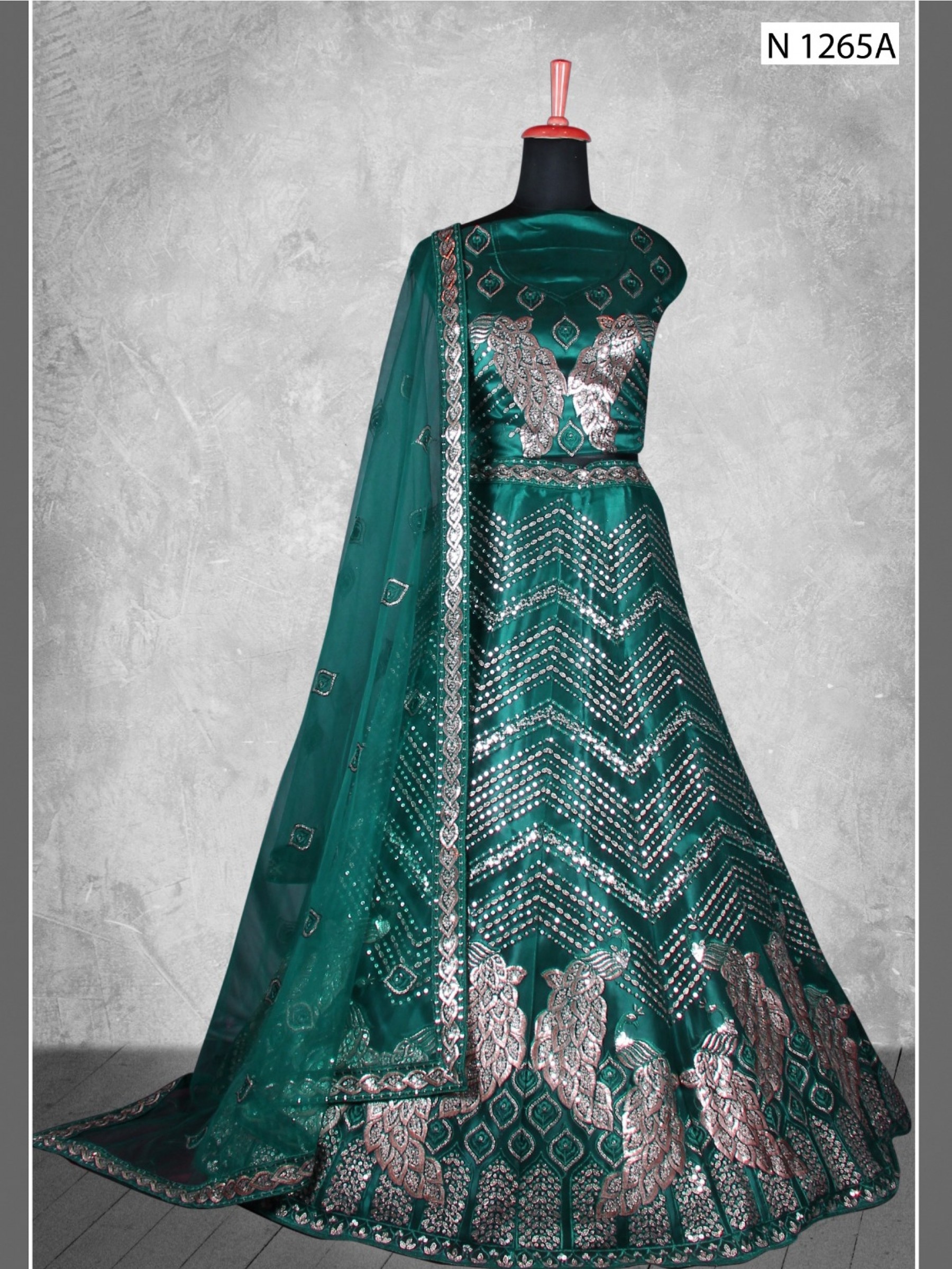 Sateen Silk Wedding Wear Lehenga In Teal Green  Color With Embroidery Work 