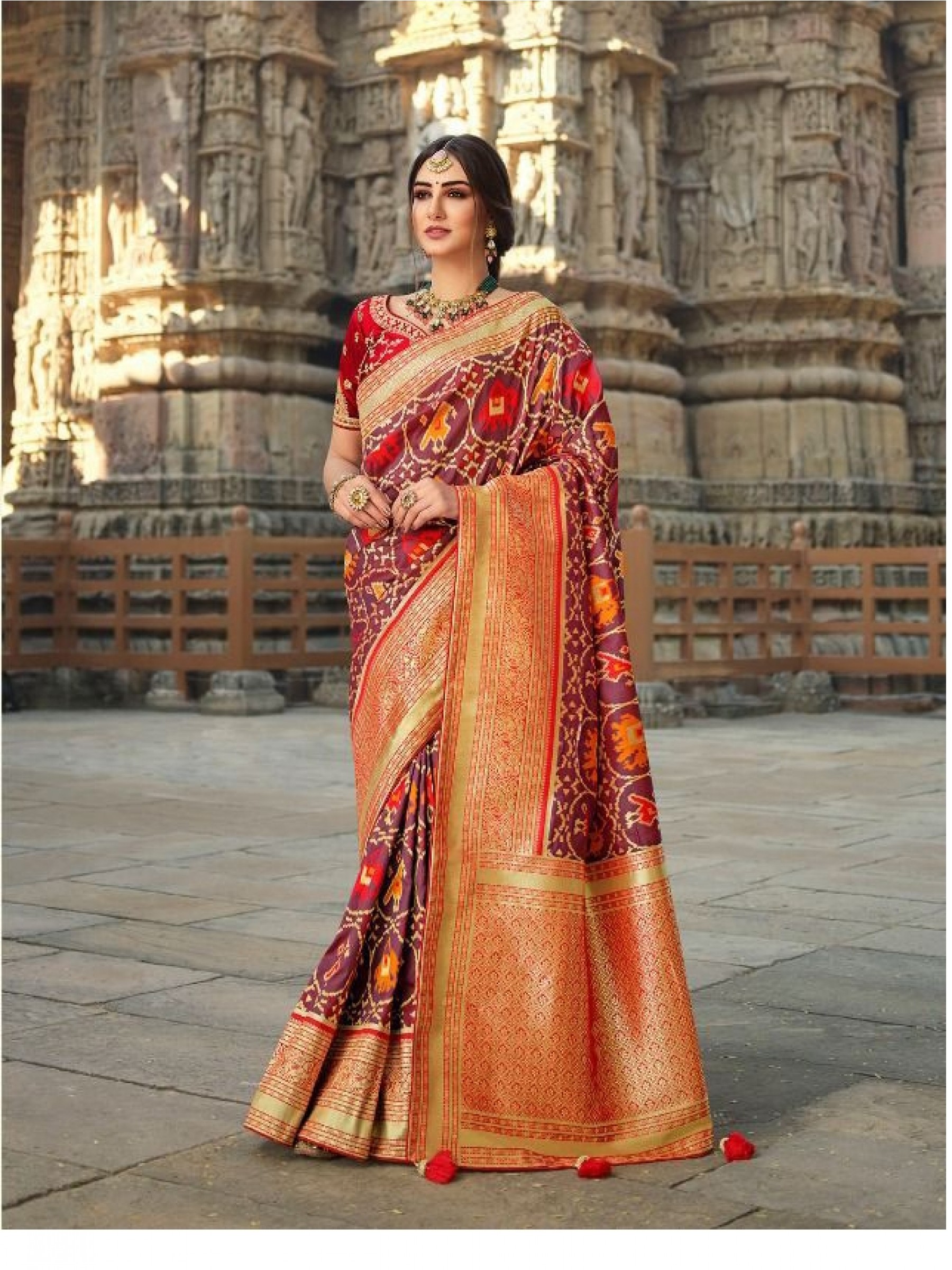 Pure Banarasi Silk Saree In Multi Color With Embroidery Work