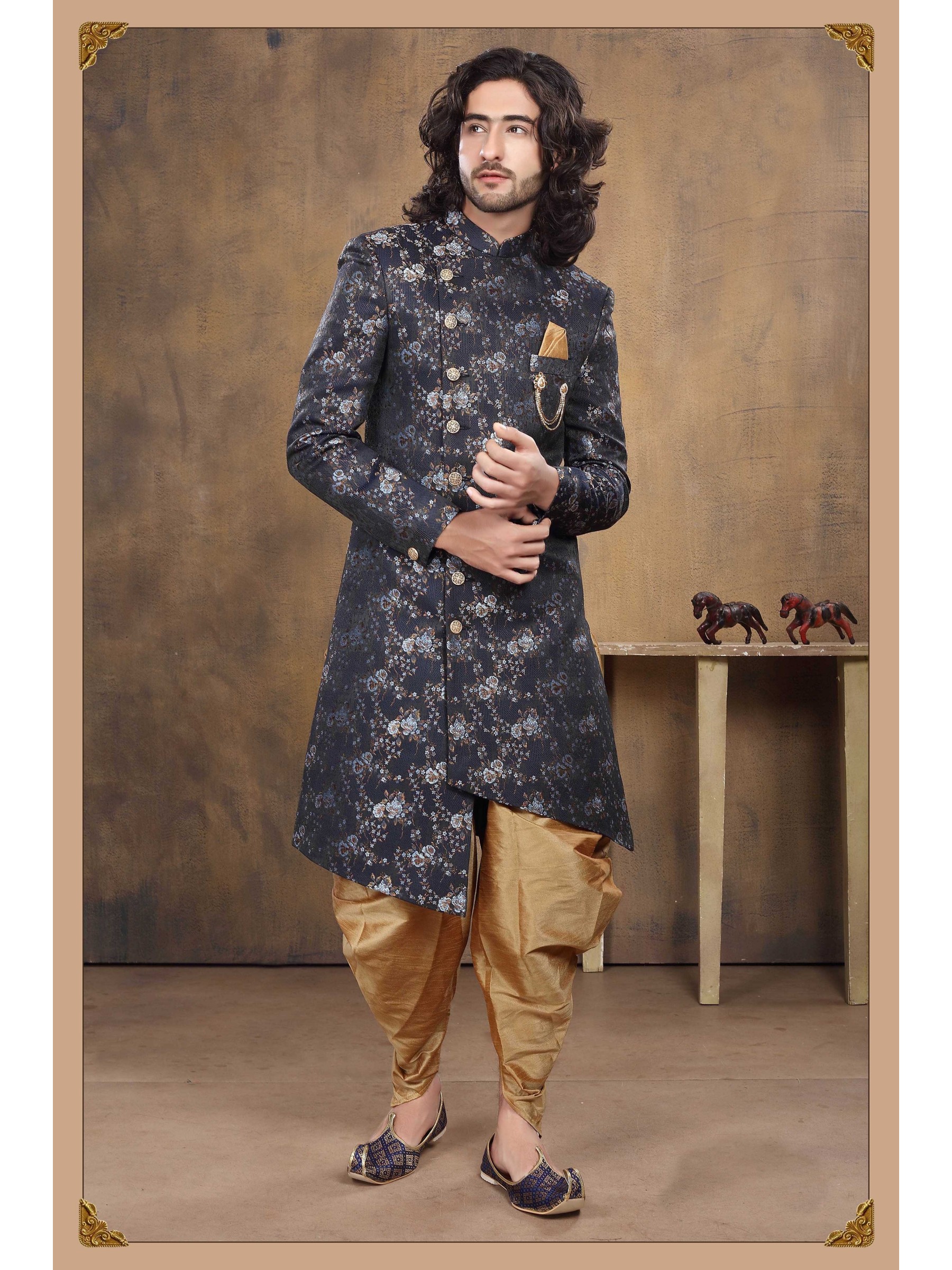 Heavy Imported Silk IndoWestern Ready Made Dress in Multi 
