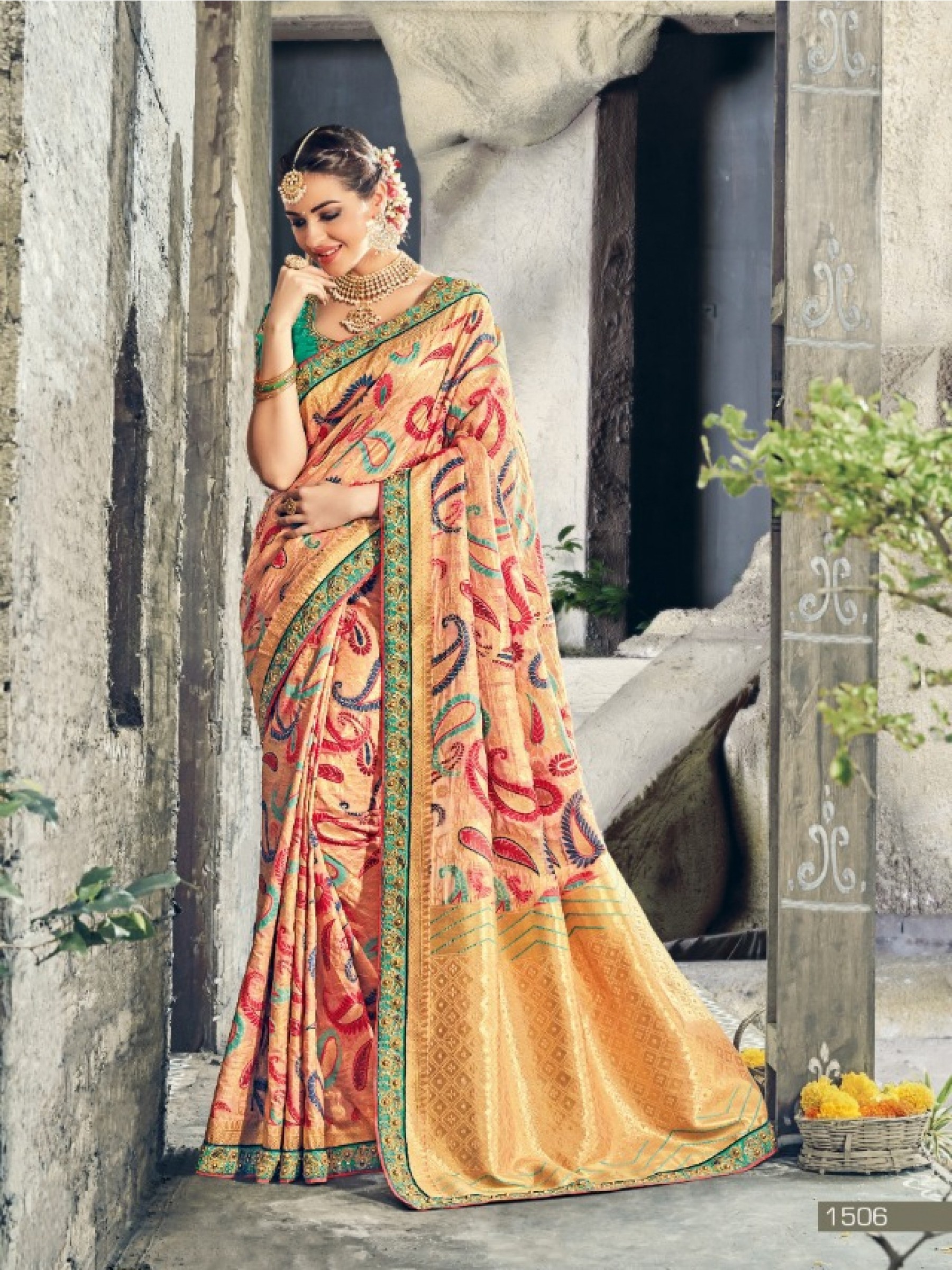 Yellow Color BanarasI Silk Saree With Embroidery Work 