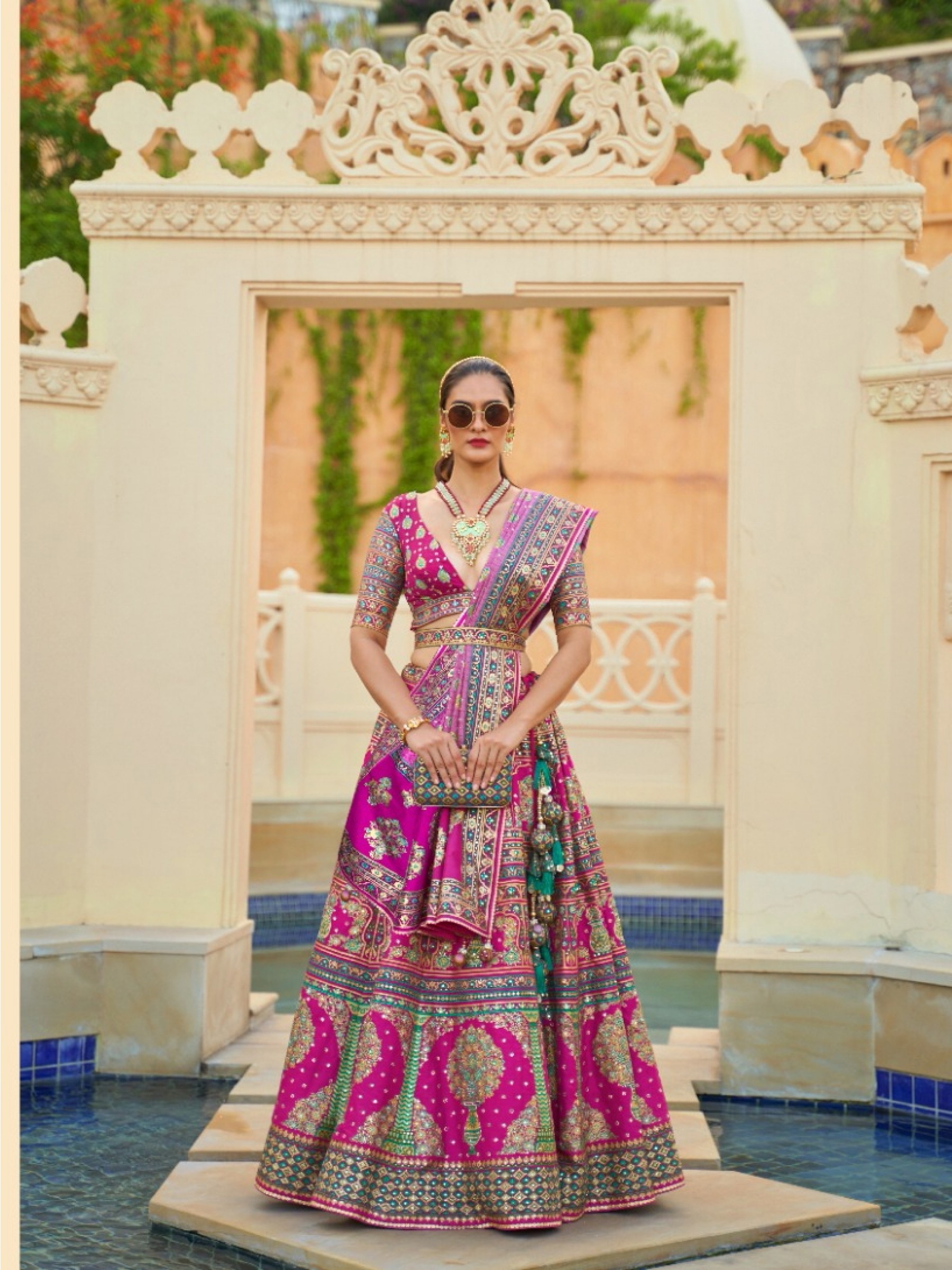 Pure Rajwadi Silk Wedding Lehenga in Pink Color With Embroidery  work