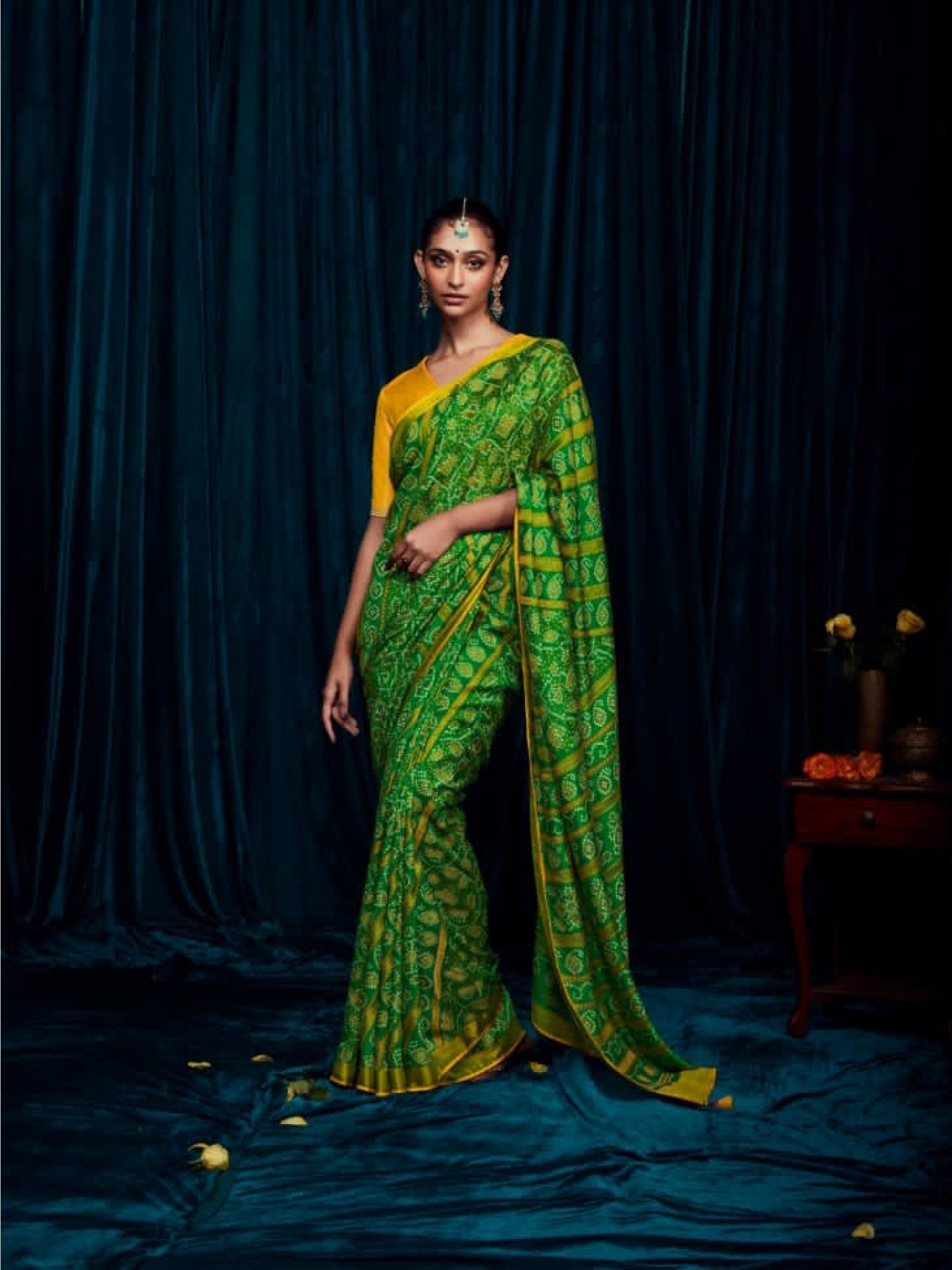  Silk Saree In Green Color With Embroidery  Work