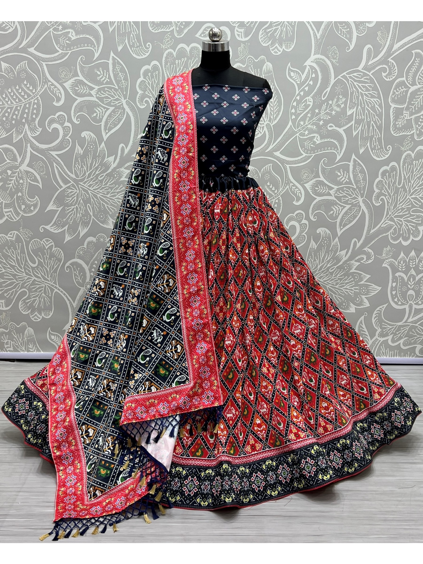 Sateen Silk Traditional Wear Lehenga In Multi Color  