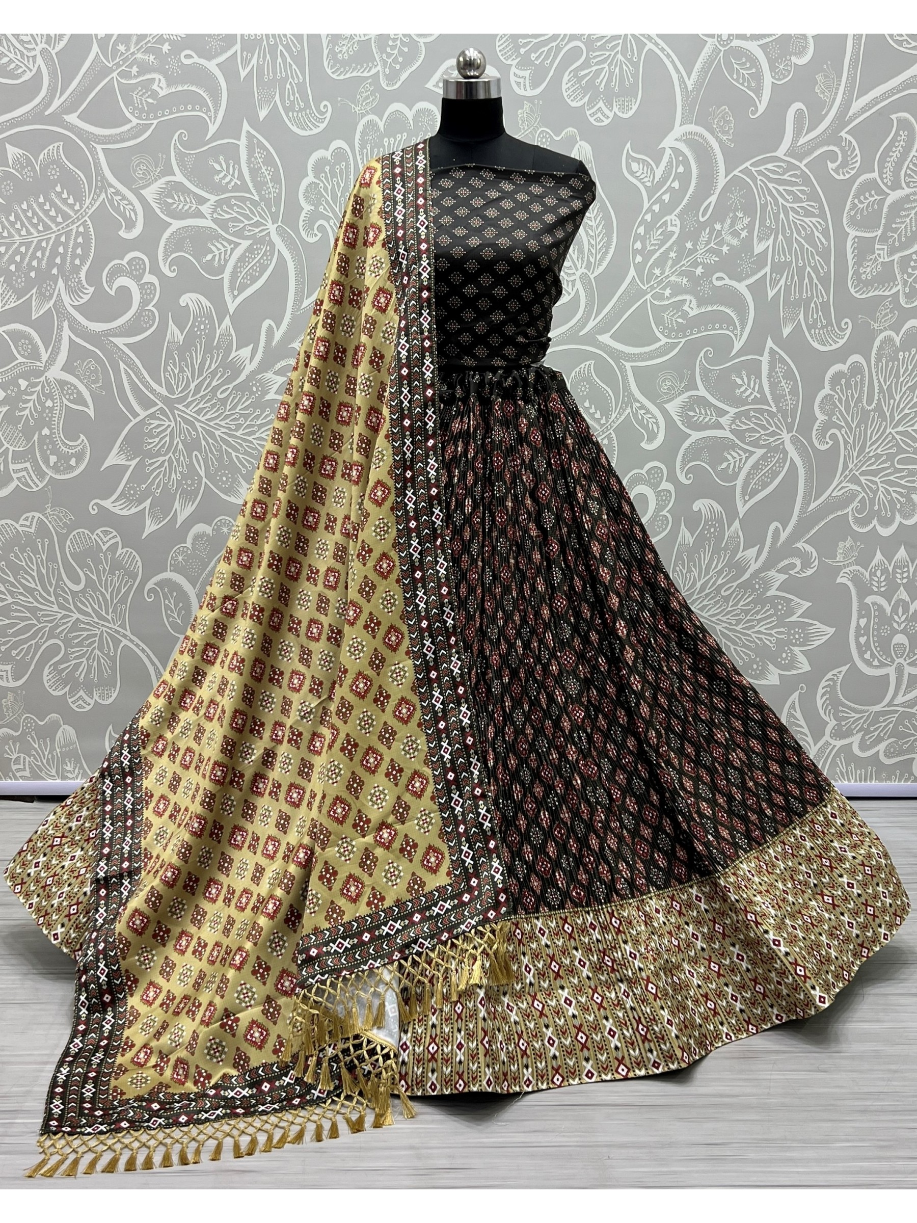 Sateen Silk Traditional Wear Lehenga In Multi Color  