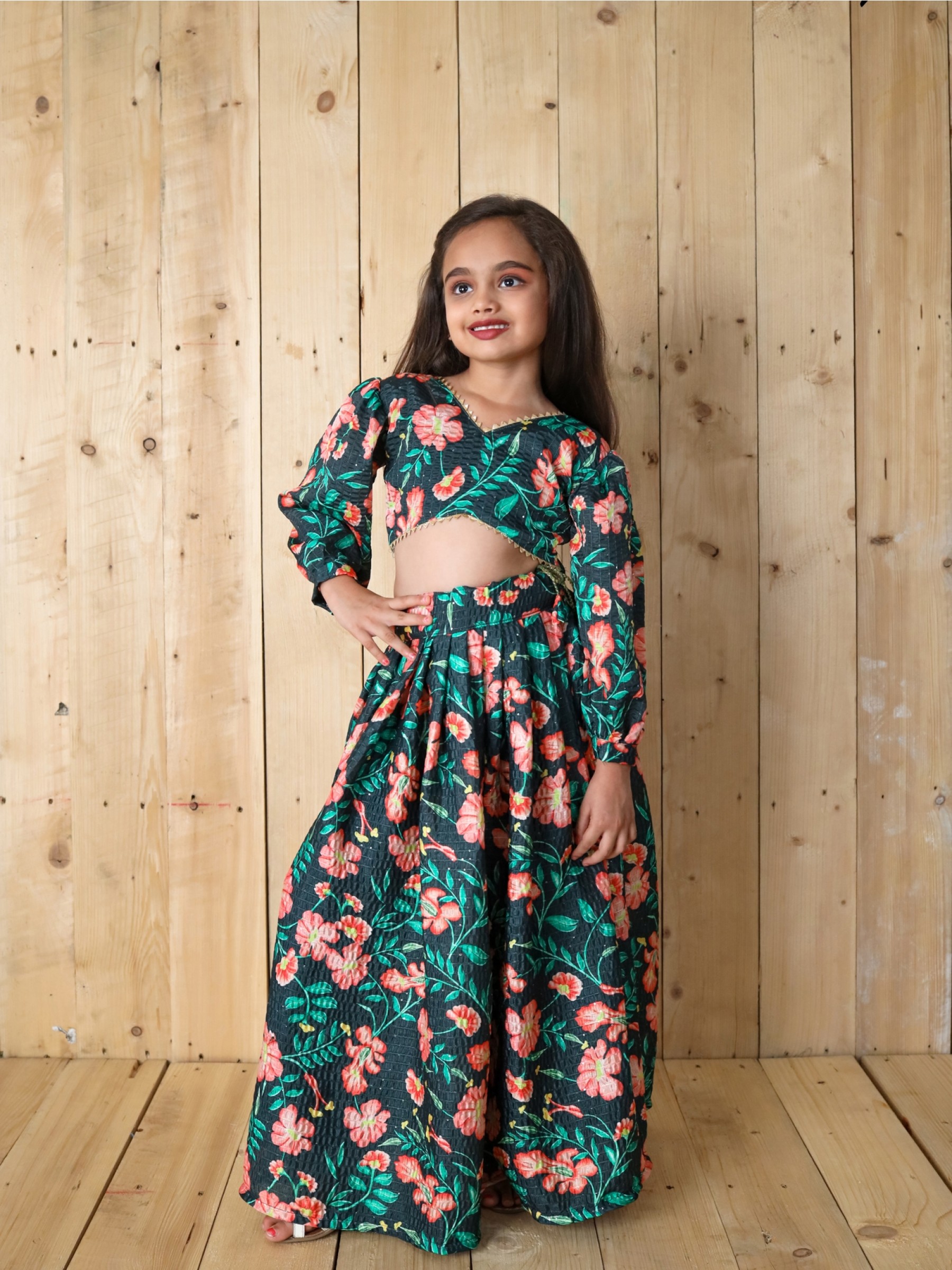 Chinon Silk Party Wear Kids Lehenga In Multi Color 
