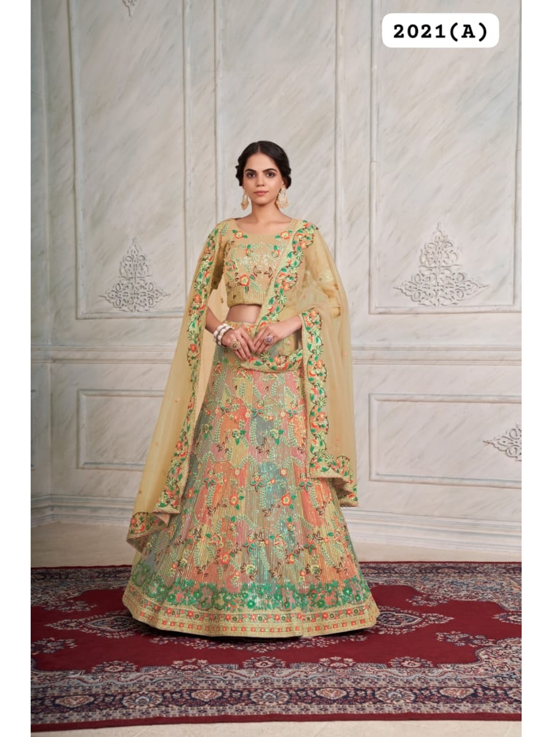Georgette  Wedding Wear Lehenga In Brown Color  With Embroidery Work