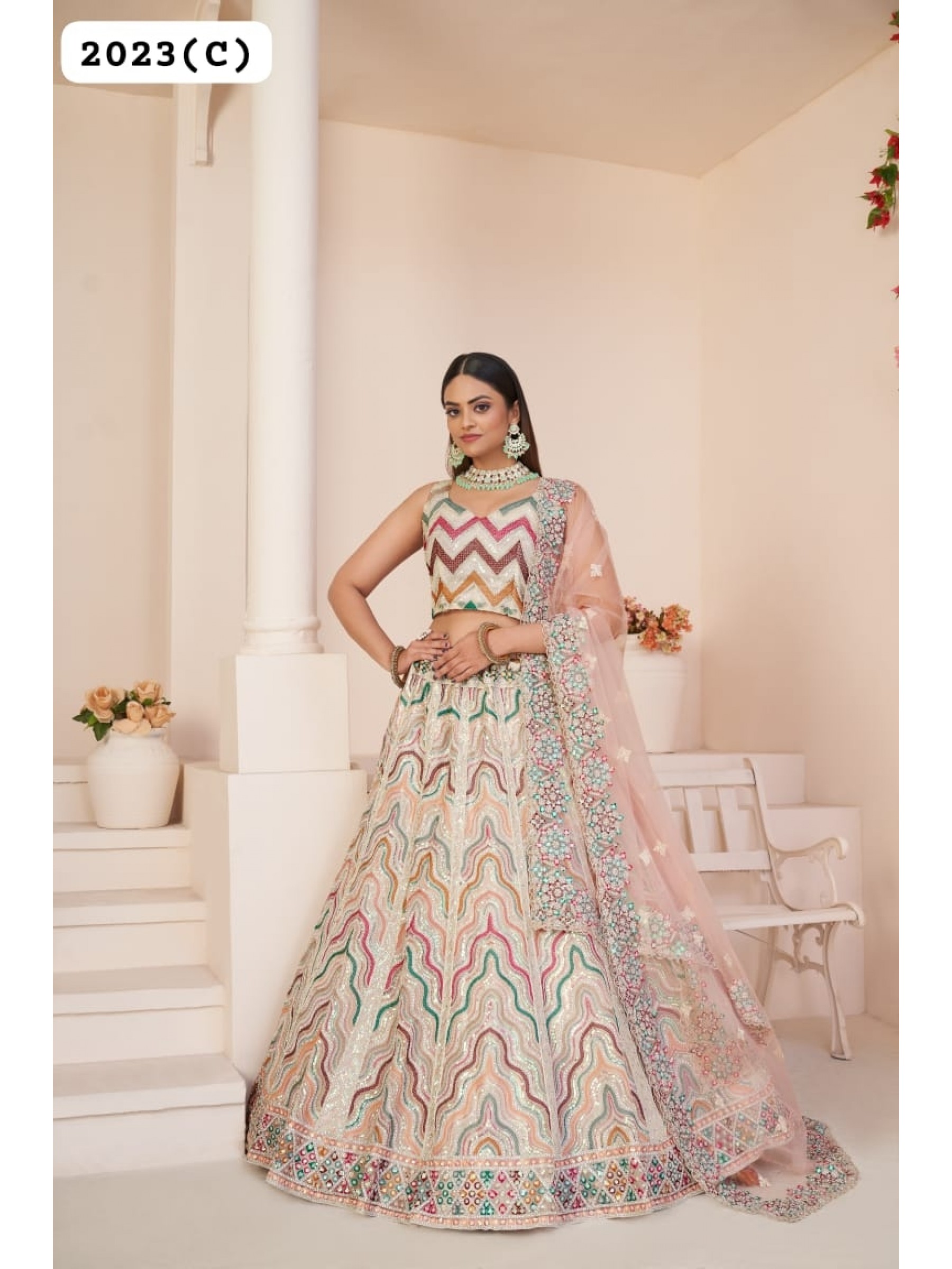 Soft Premium Net Wedding Wear Lehenga In White  Color  With Embroidery Work