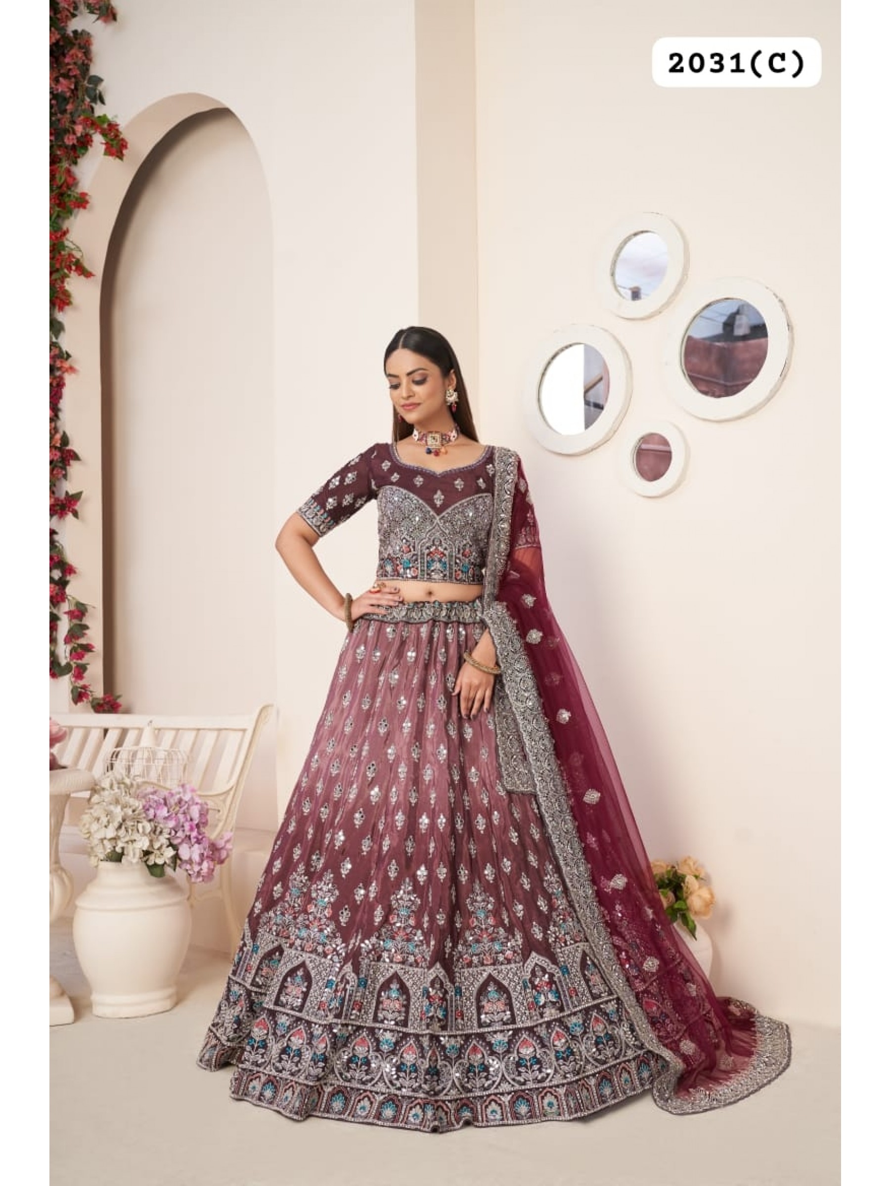 Crape Silk Fabrics Party Wear Lehenga in Magenta Color With Embroidery Work
