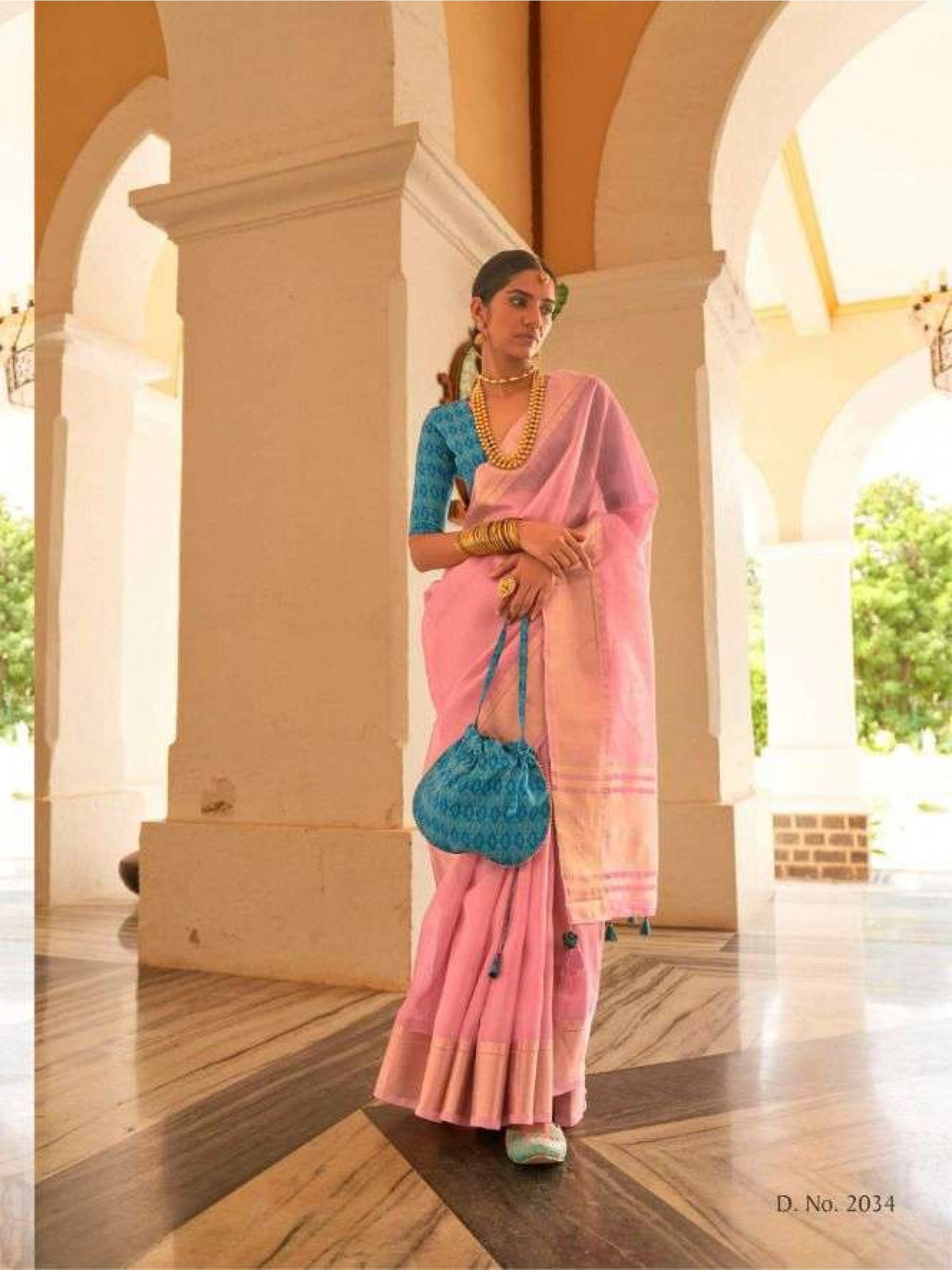 Organza Saree In Pink Color With Embroidery Work