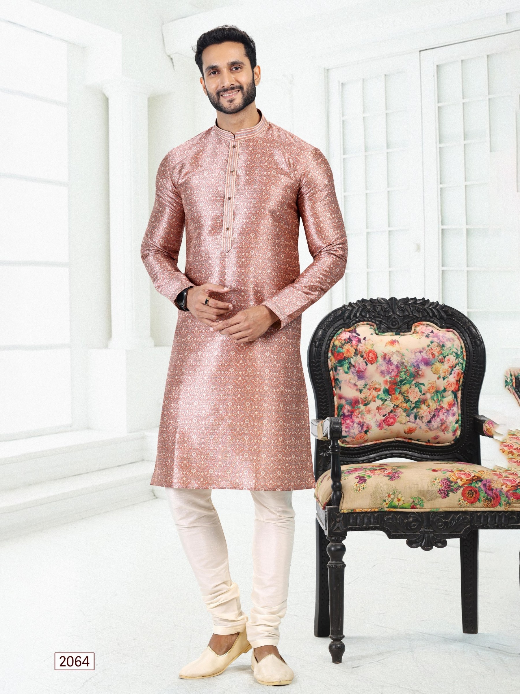 Banarasi Silk Readymade Kurta in Onion Pink Color With Digital Print 