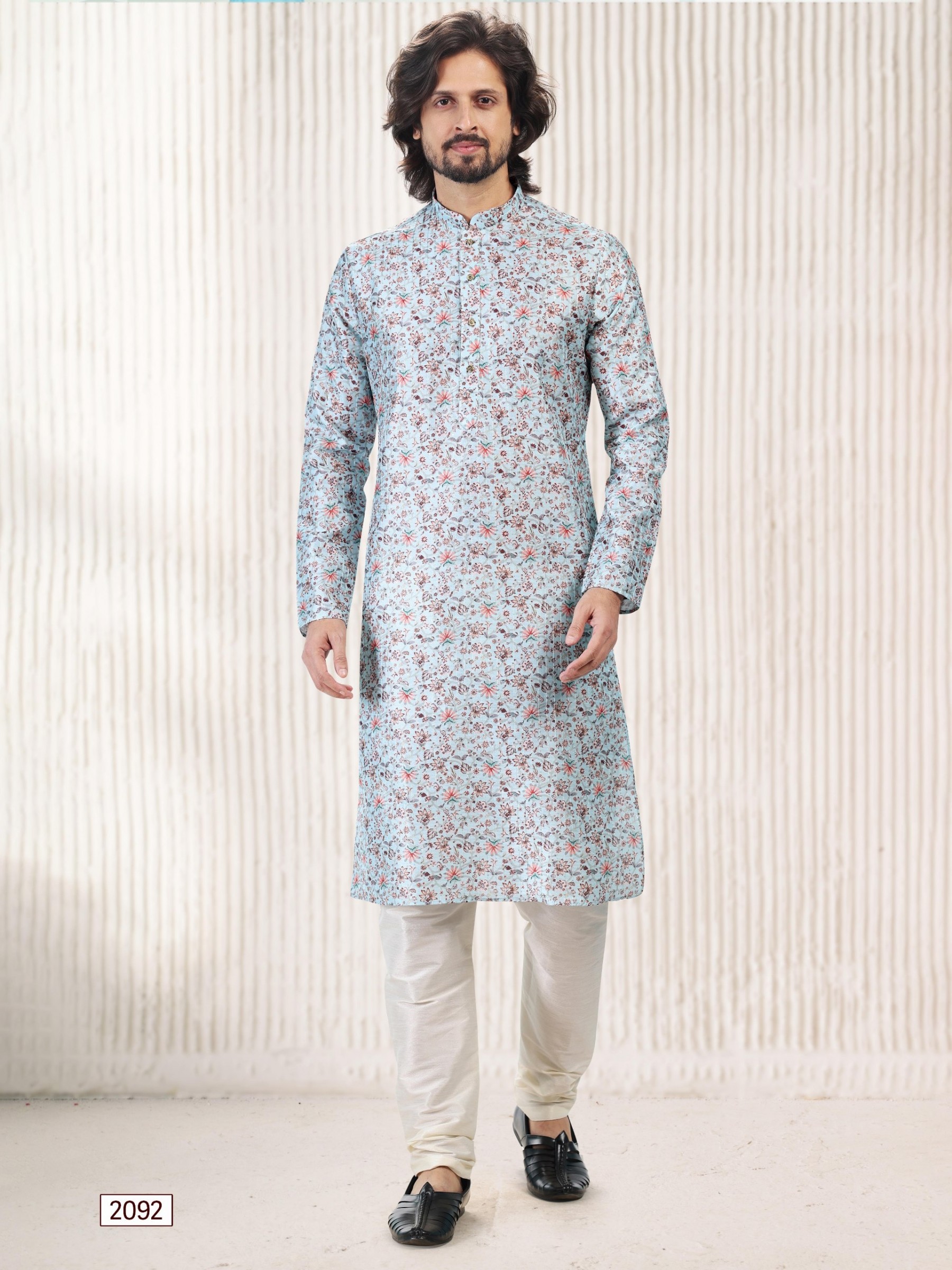 Jaquard Banarasi Silk Readymade Kurta in Sky Blue Color 