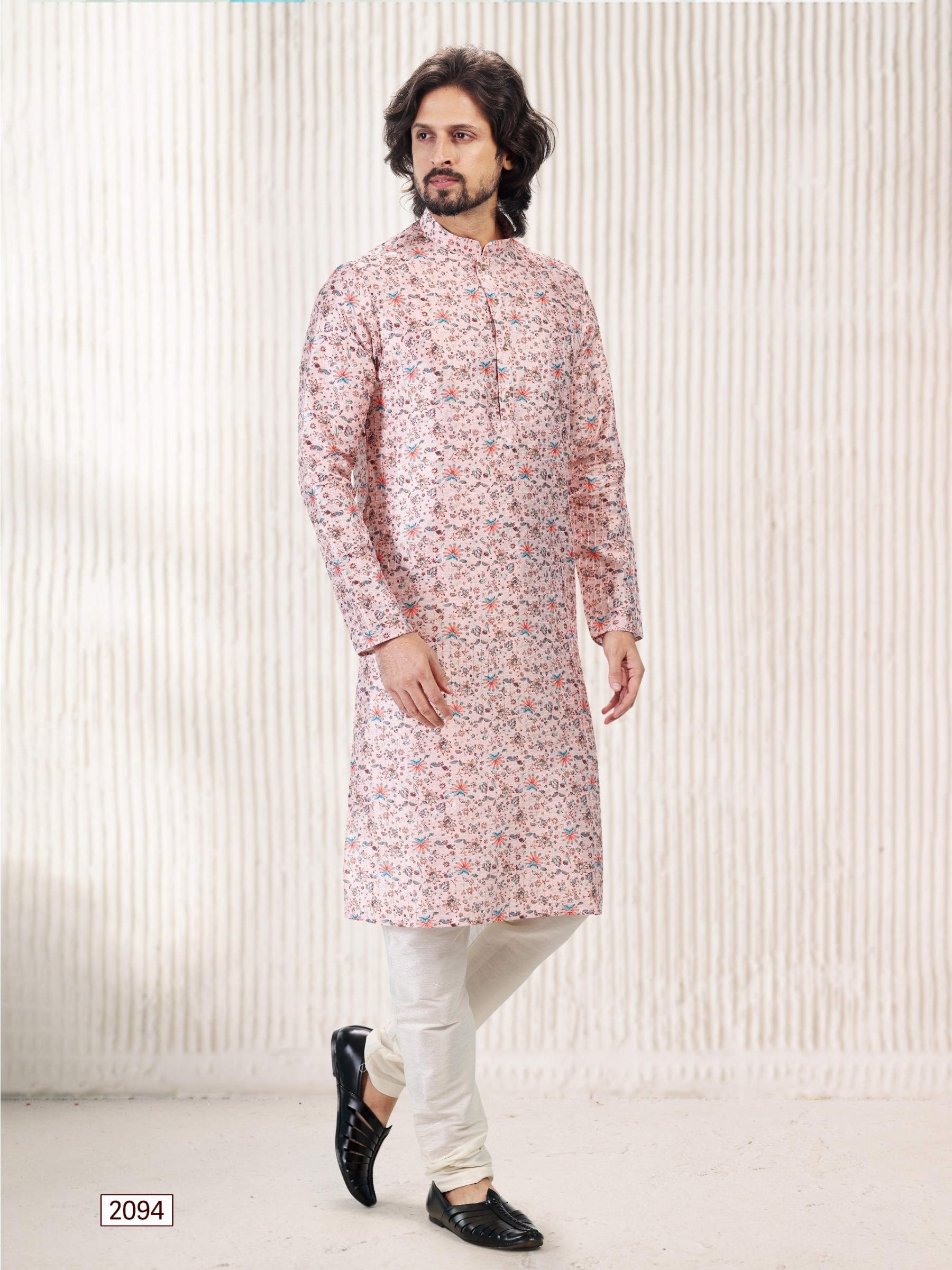 Jaquard Banarasi Silk Readymade Kurta in Peach Color 