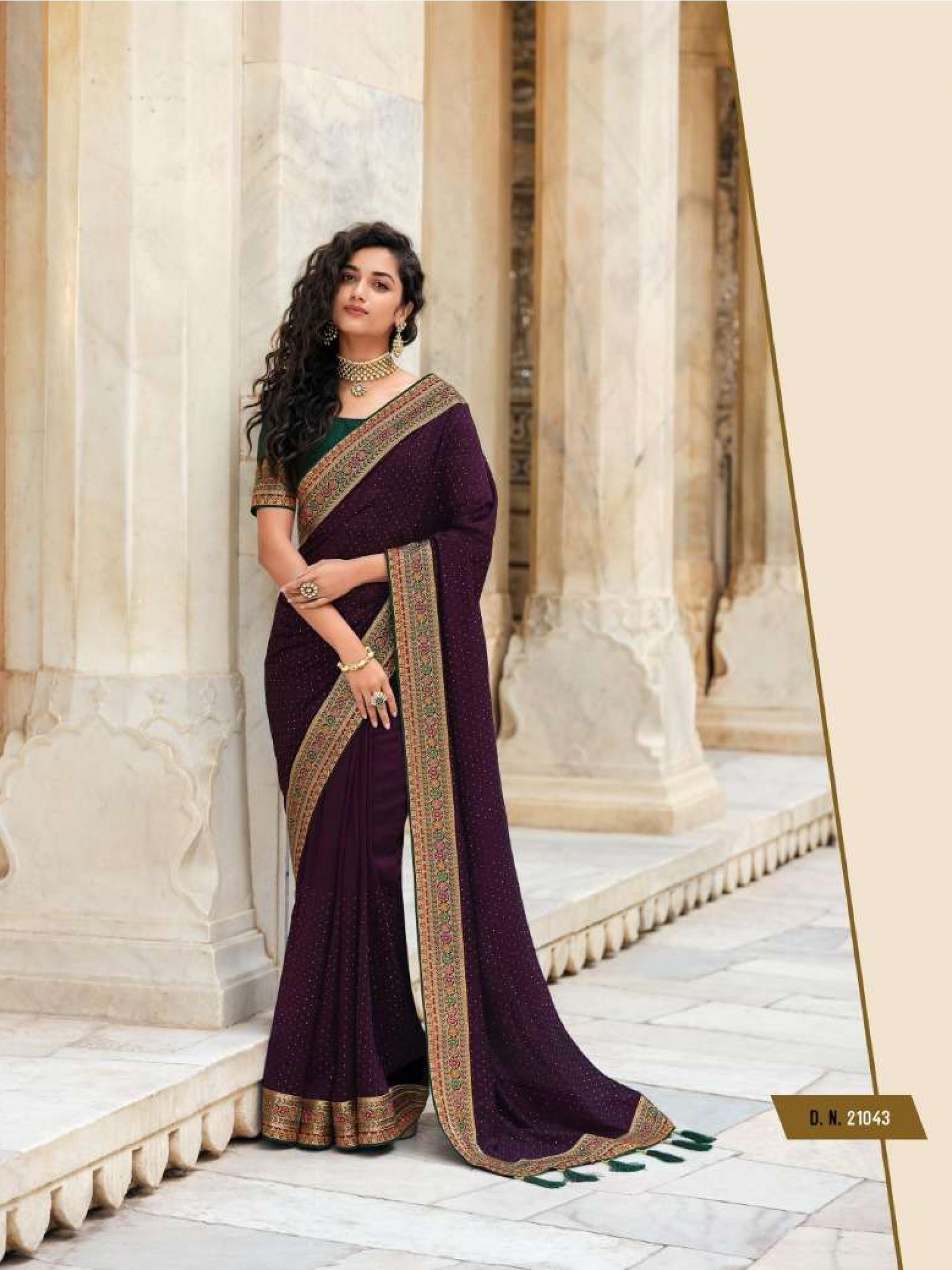 Vichitra Silk Party Wear  Saree In Purple Color With Embroidery Work