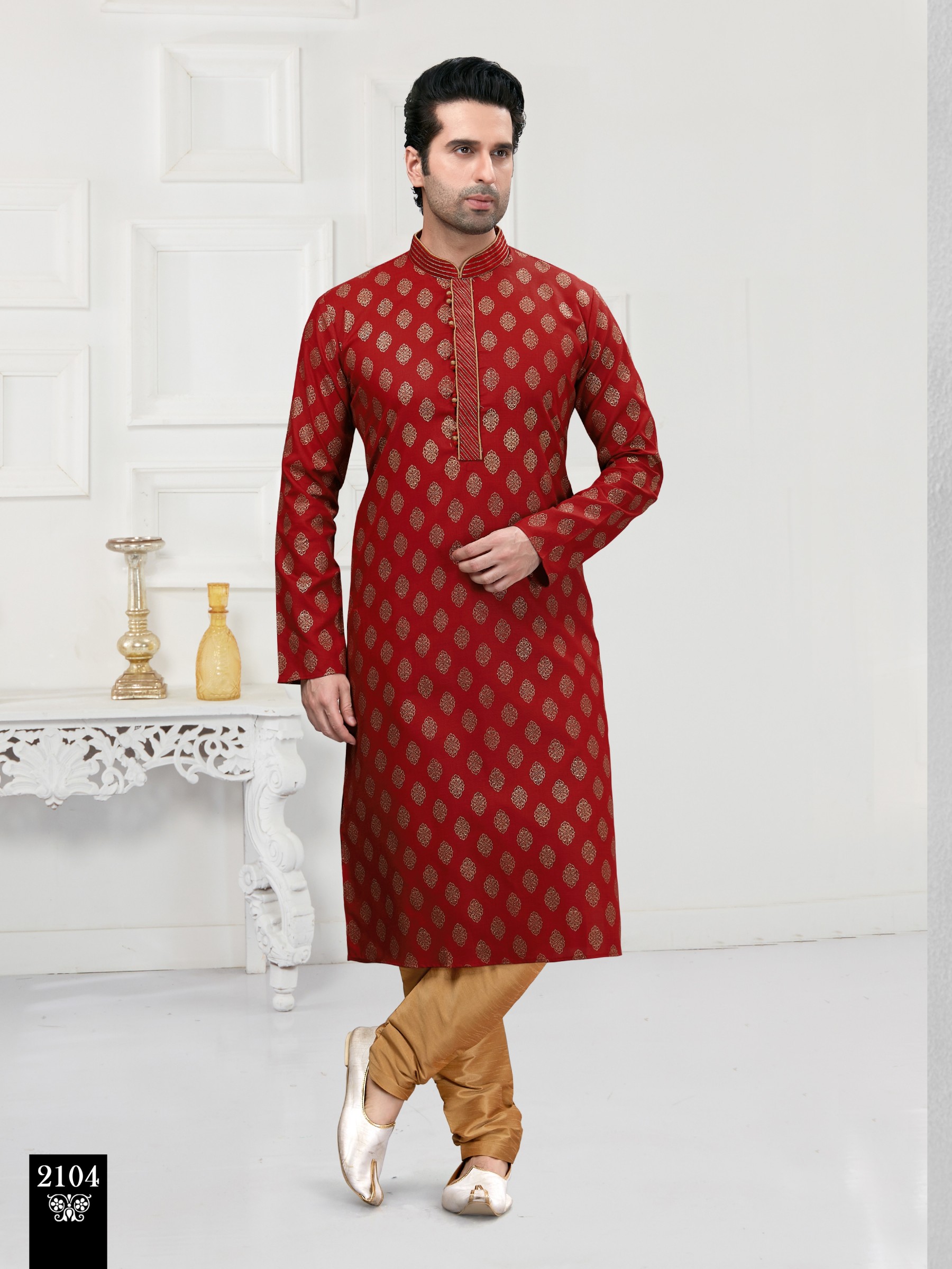 Cotton Silk Printed Readymade Kurta set in Maroon