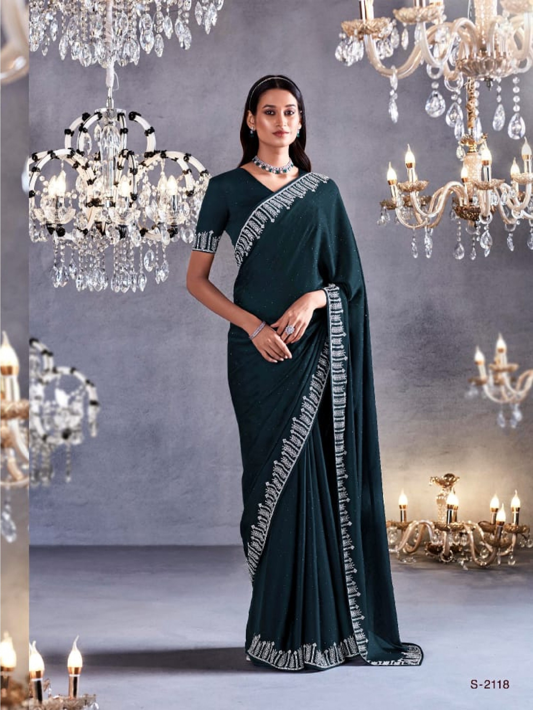  Pure Silk Saree In Grey Color With Stone  Work