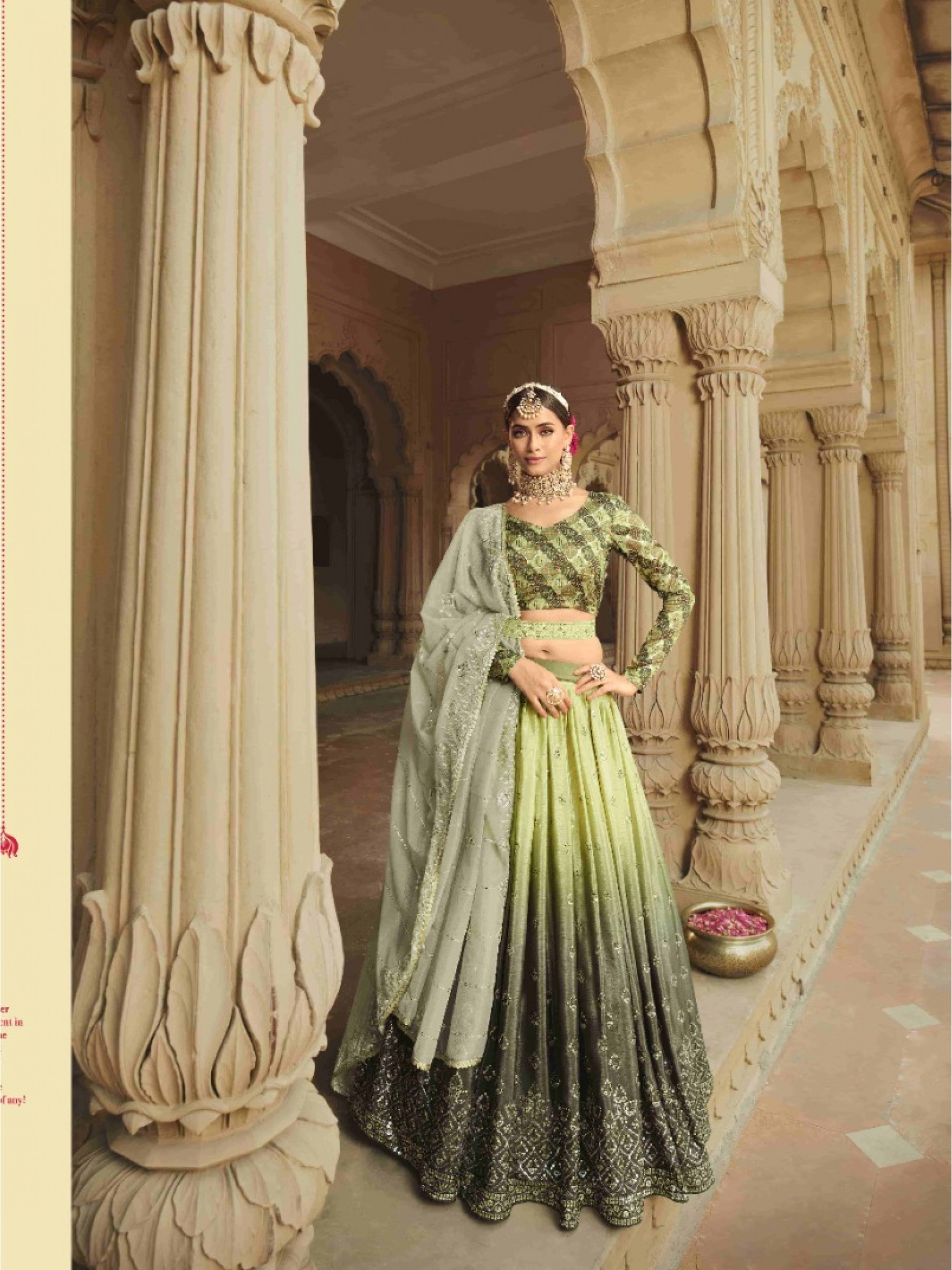 Silk  Party Wear Lehenga In Green Color With Embroidery Work
