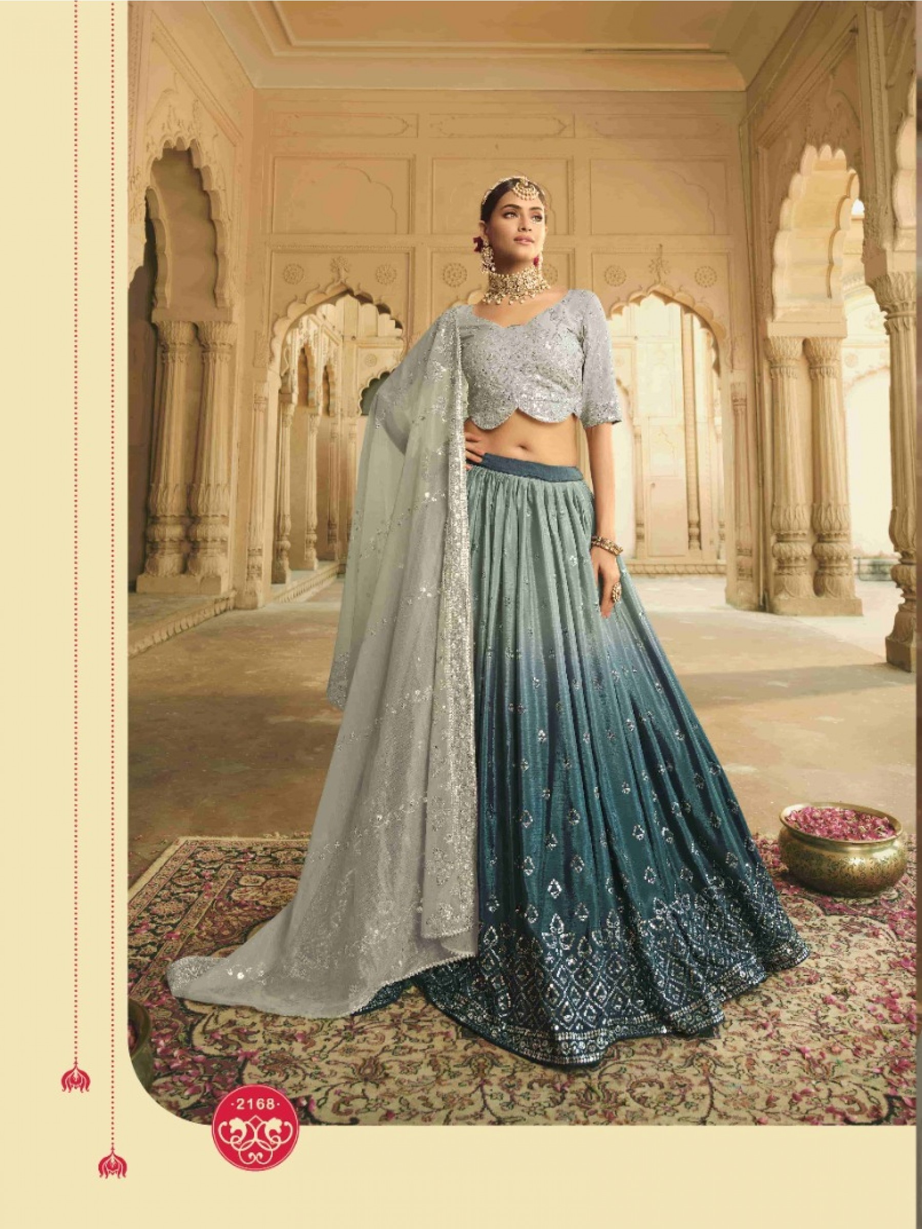  Silk  Party Wear Lehenga In Grey Color With Embroidery Work