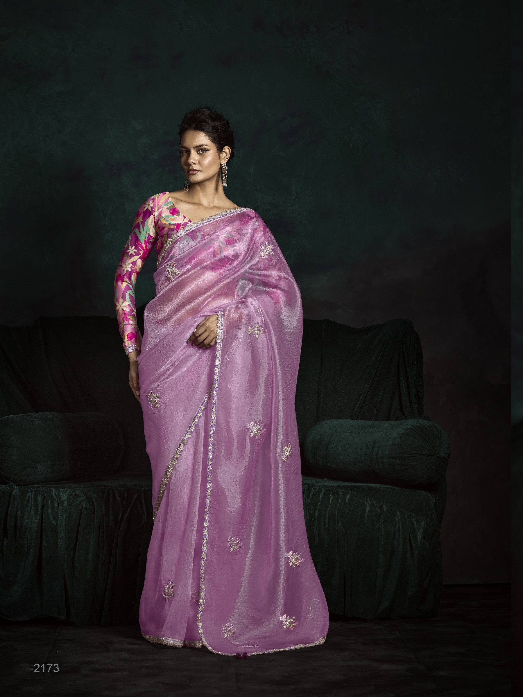 Fancy Silk Party wear Saree Pink Color with Embroidery Work