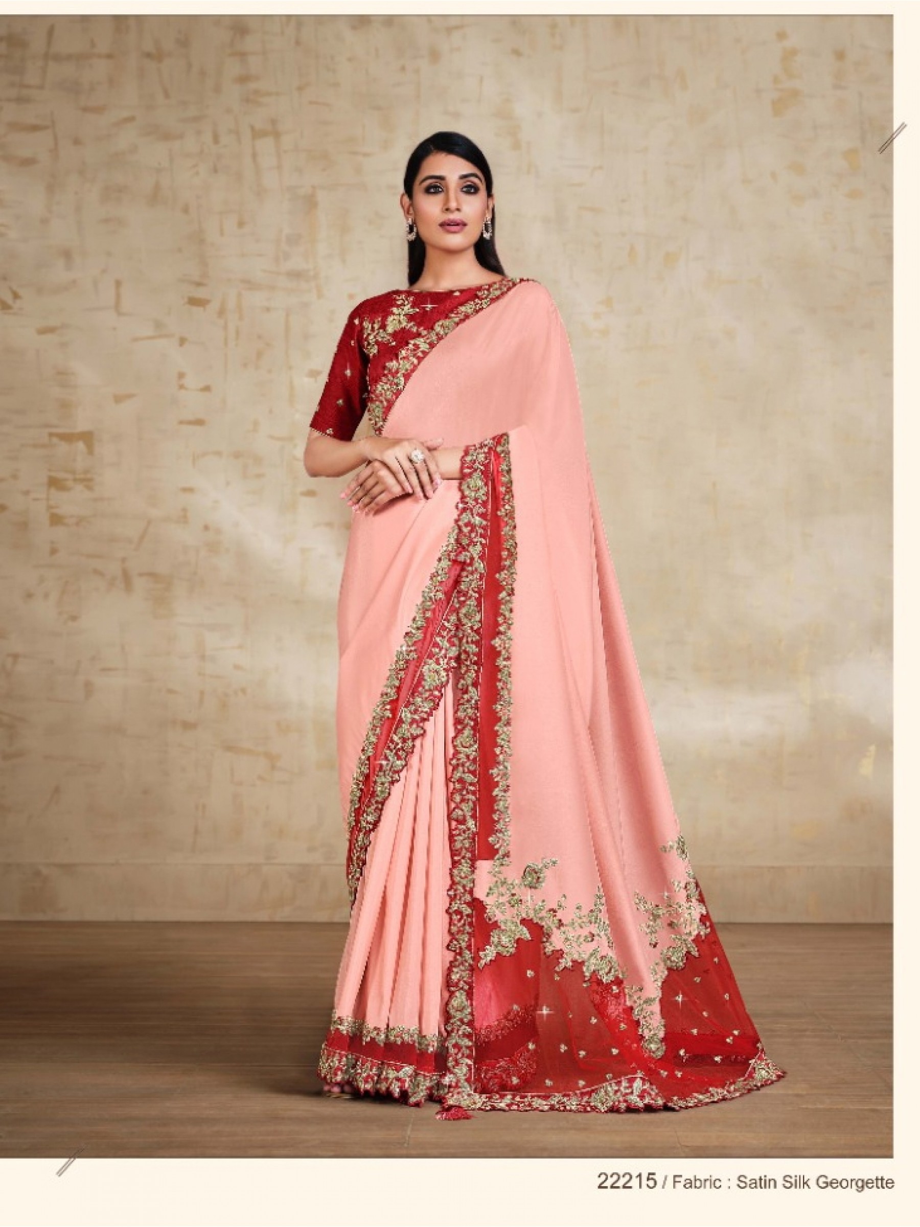 Sateen Silk Georgette  Saree In Pink Color With Embroidery Work