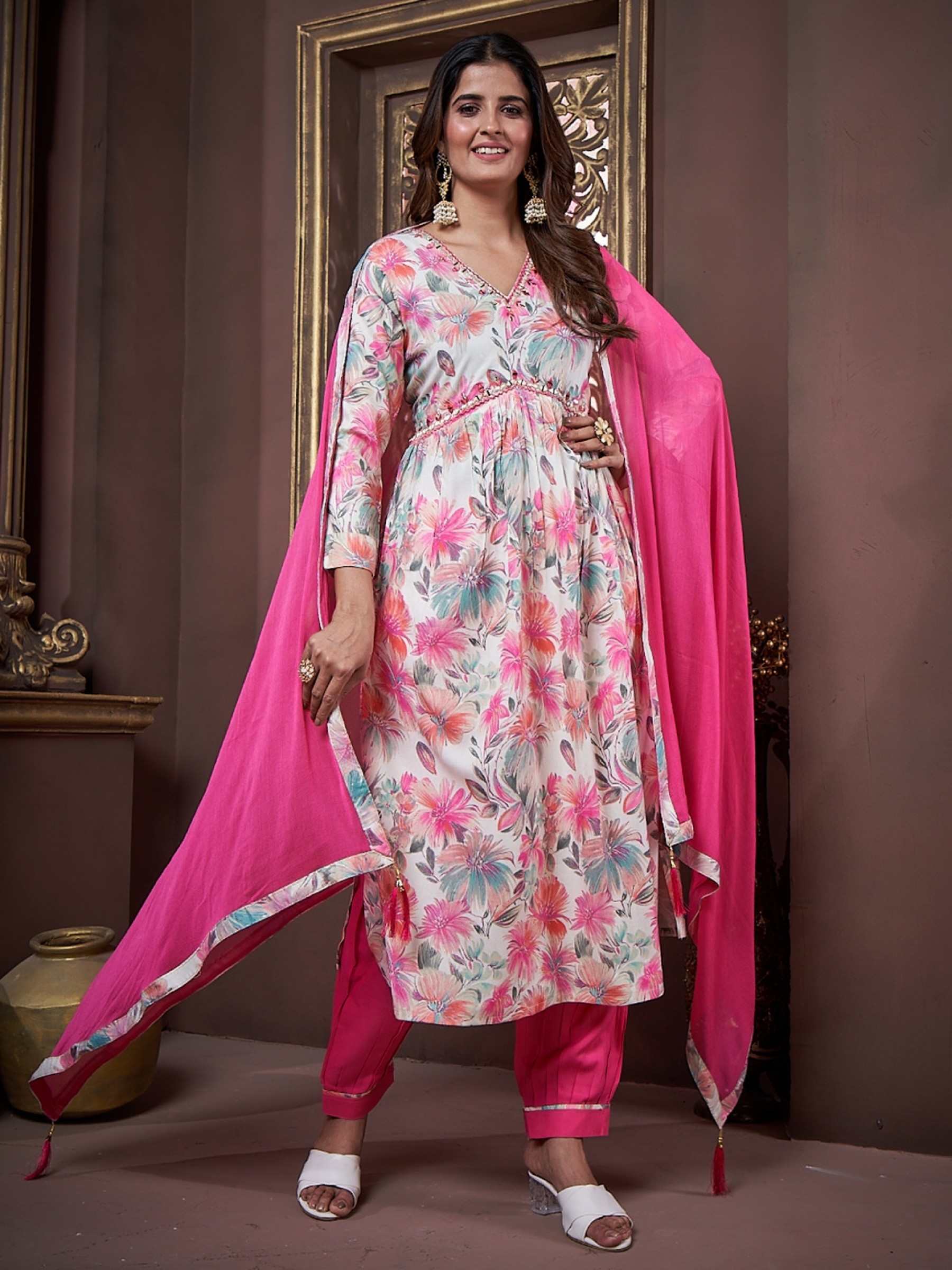 Heavy Rayon Party Wear Alia Salwar Suit in Multi Color 