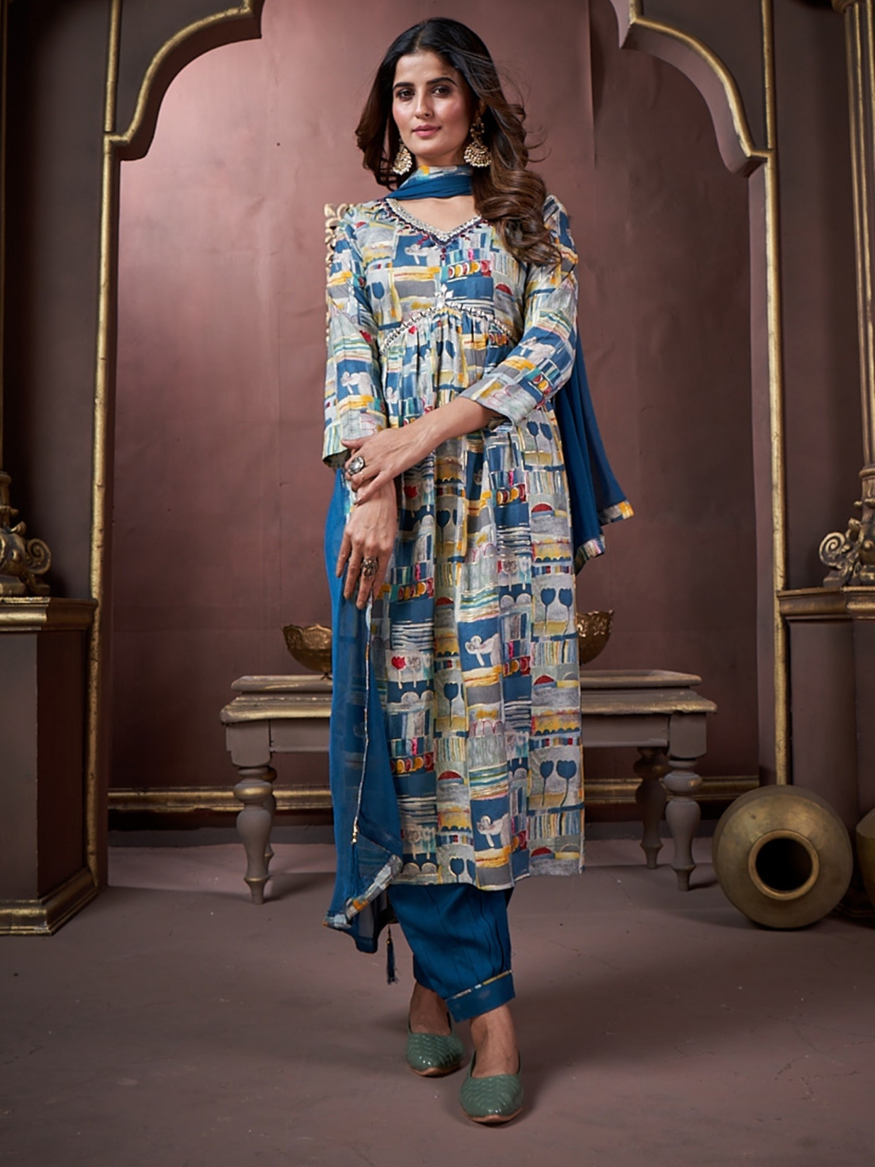 Heavy Rayon Party Wear Alia Salwar Suit in Multi Color 