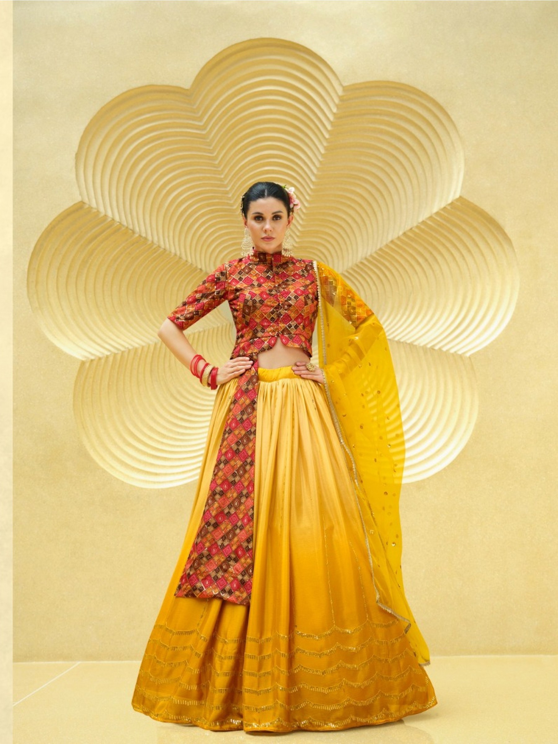 Silk Party Wear Wear Lehenga In  Yellow  With Embroidery Work 