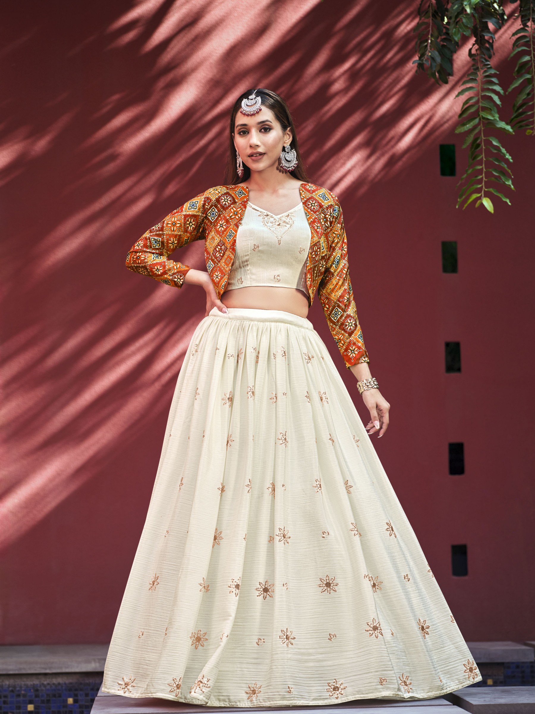 Chinon Silk Fabrics Party Wear Lehenga in White Color With Embroidery  