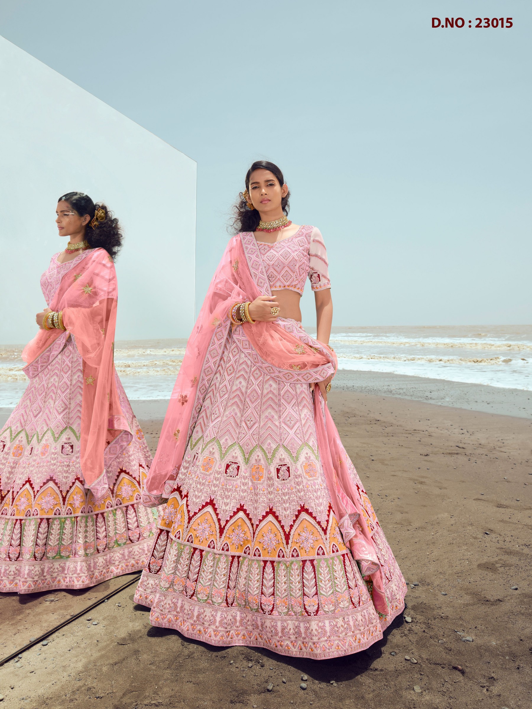 Pure Georgette Fabrics Party Wear Lehenga in Pink Color With Embroidery  
