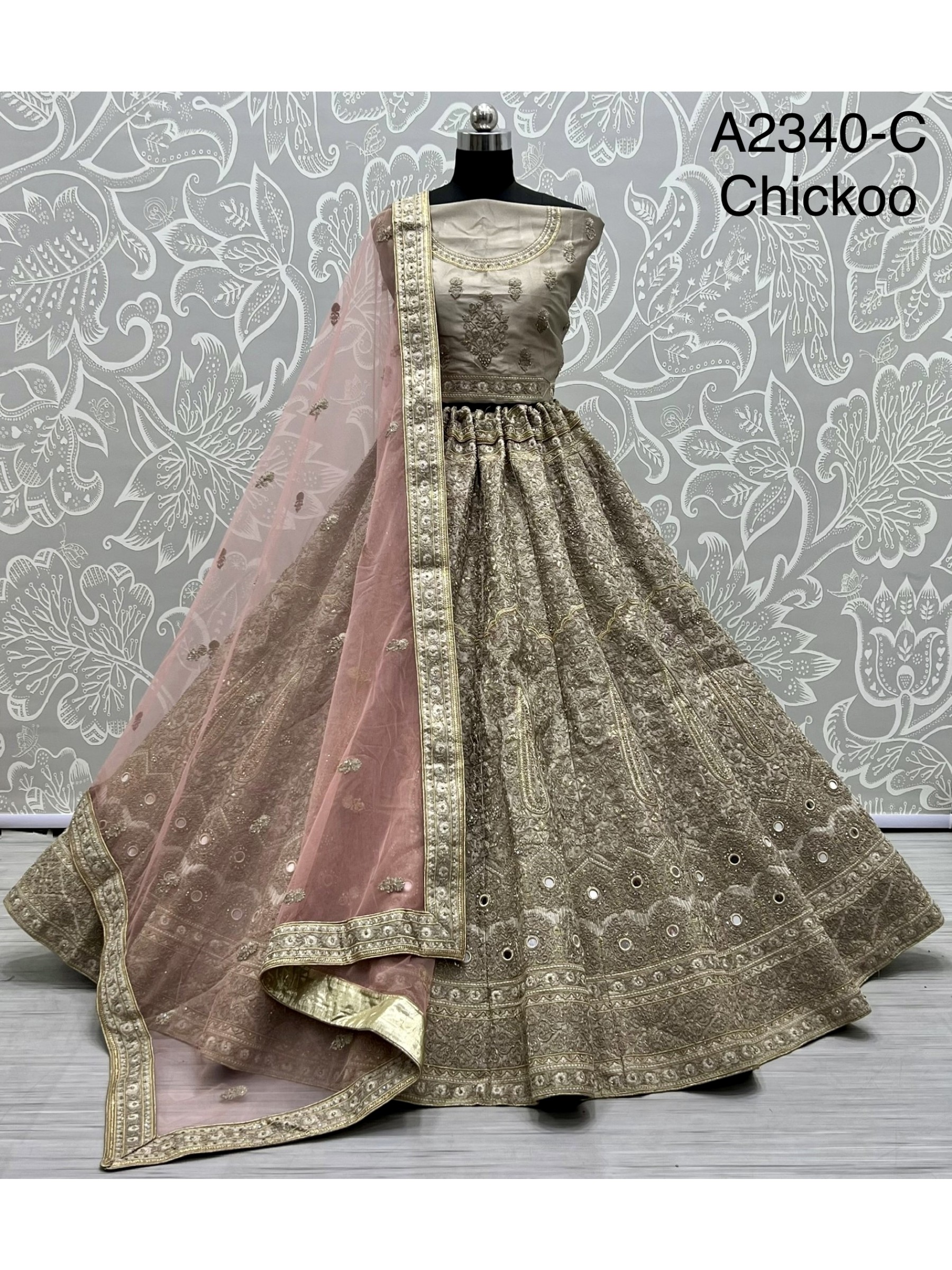 Pure  Silk Wedding Wear Lehenga In Light Beige Color With Embroidery Work 