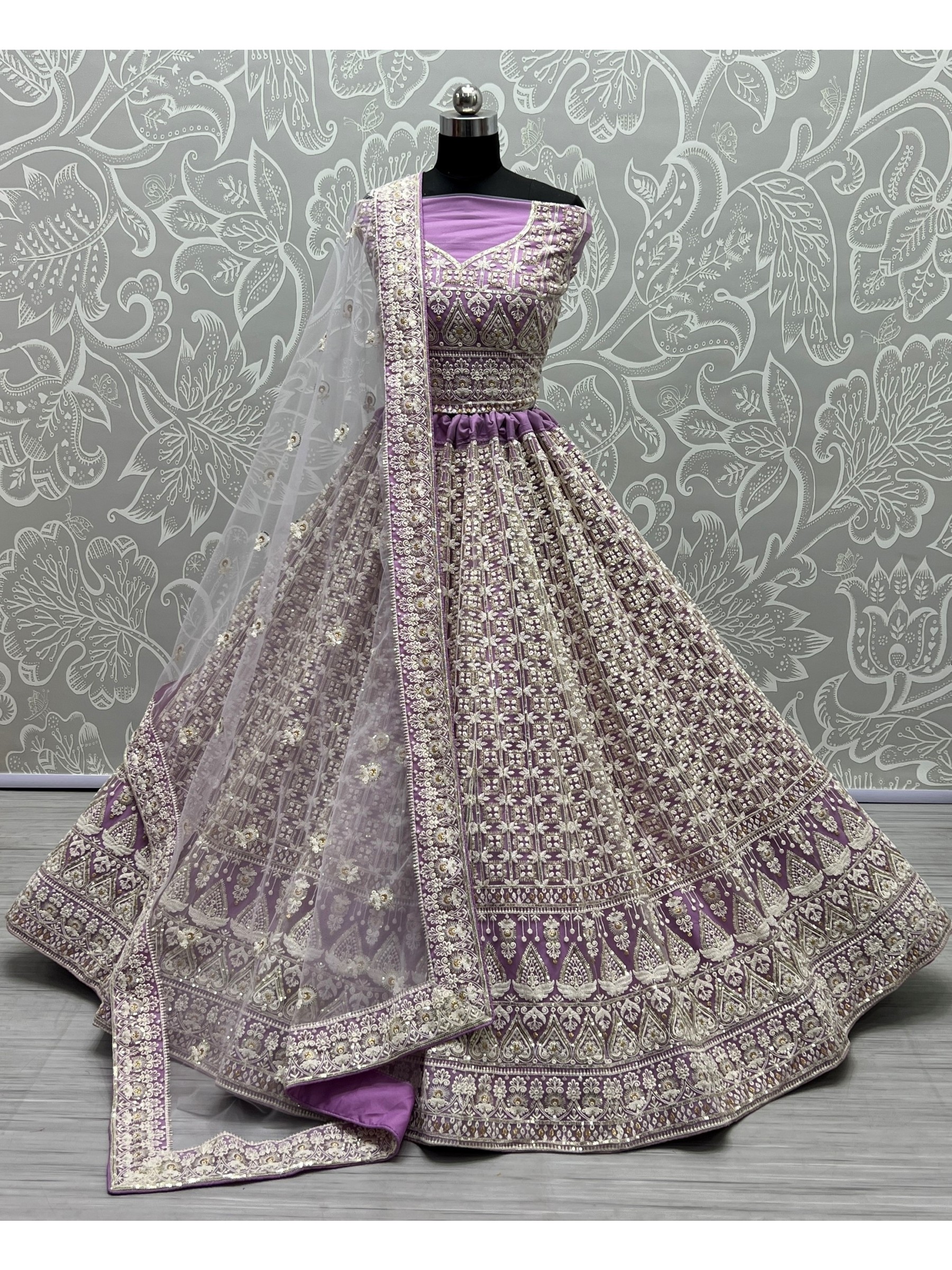 Soft Premium Net  Party Wear Lehenga In Purple Color  With Embroidery Work