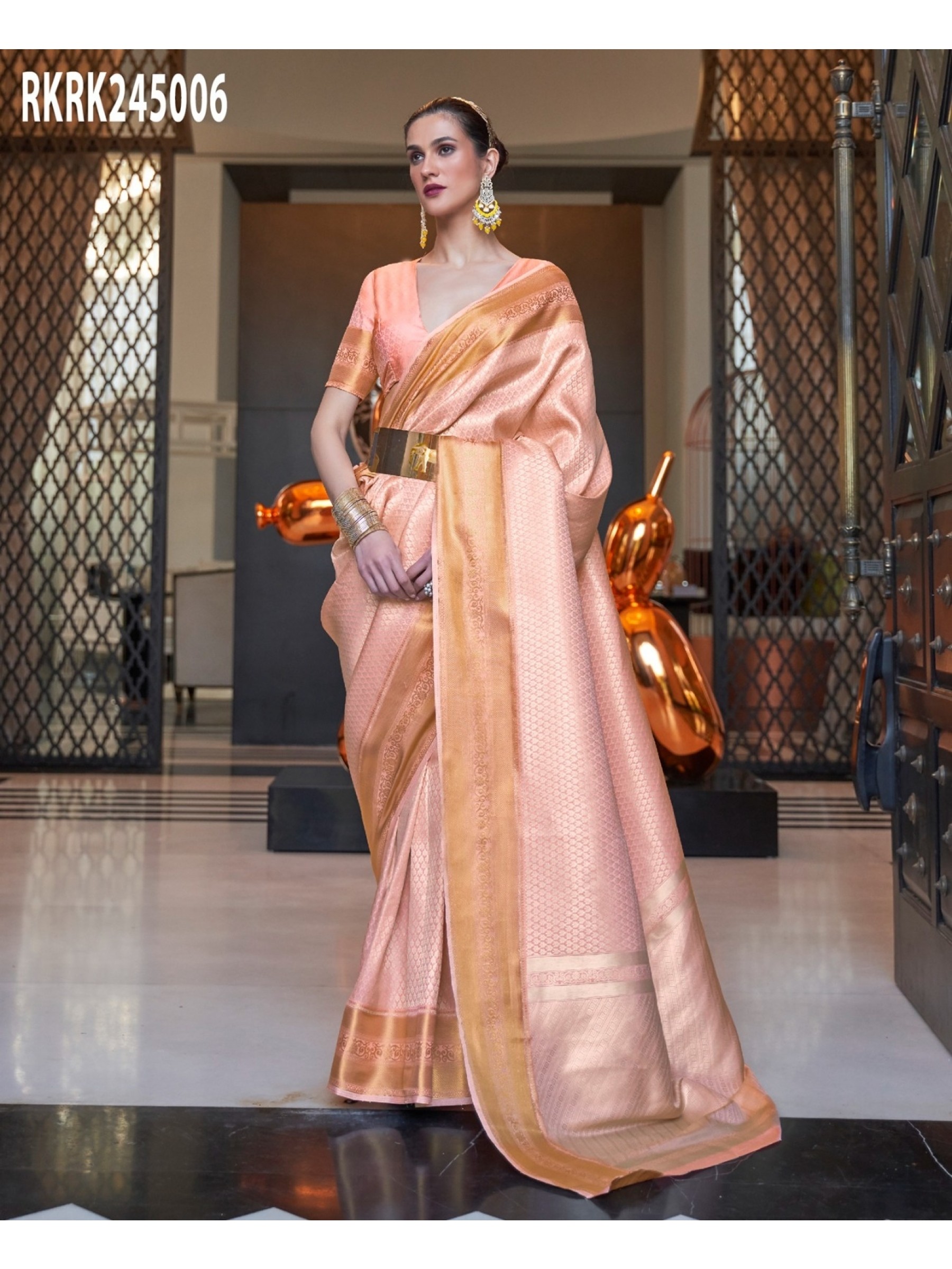 Silk Party Wear Saree In Peach Color 