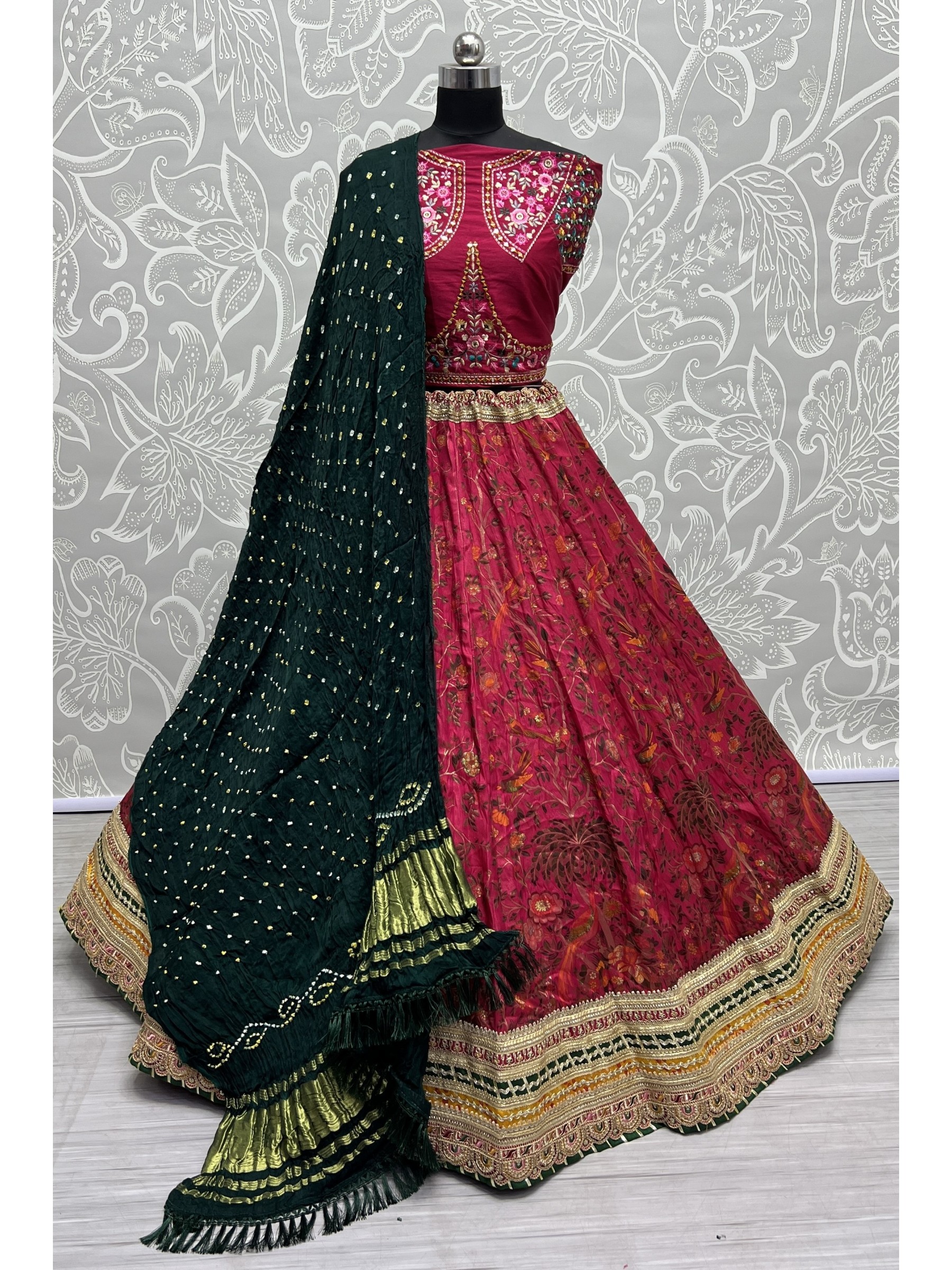 Pure silk  Wedding Wear Lehenga In Pink Color  With Embroidery Work